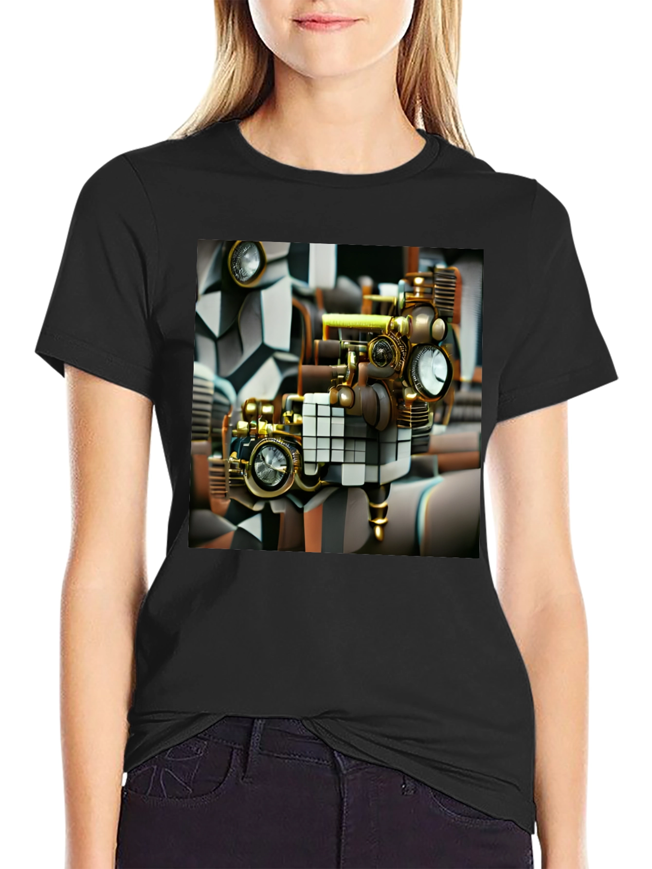 Camiseta Negra con Diseño Steampunk Exclusivo