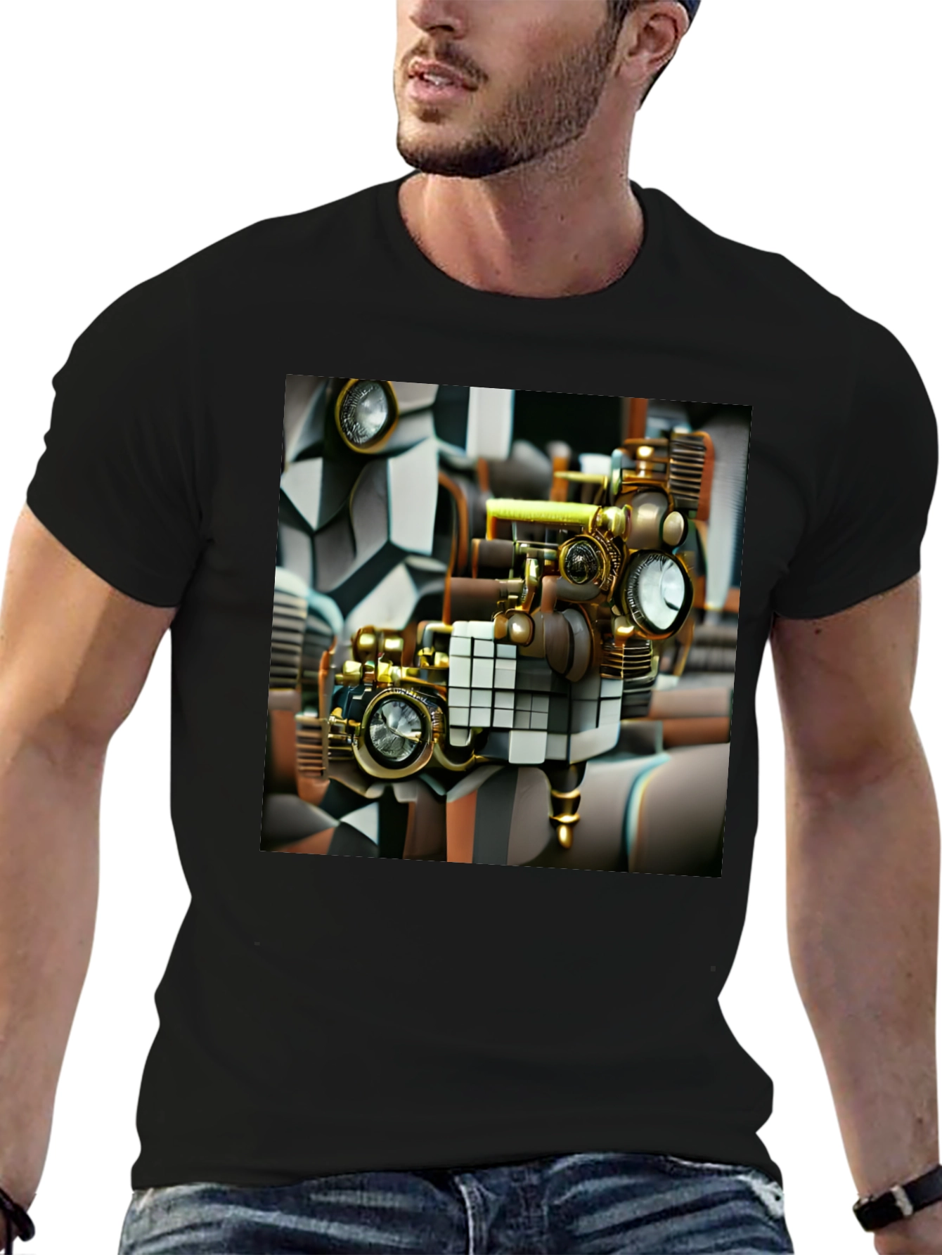 Camiseta Negra con Diseño Steampunk Exclusivo
