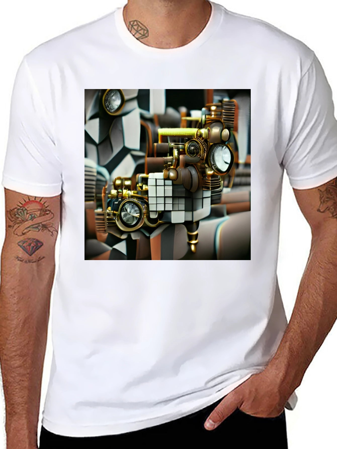 Camiseta Negra con Diseño Steampunk Exclusivo