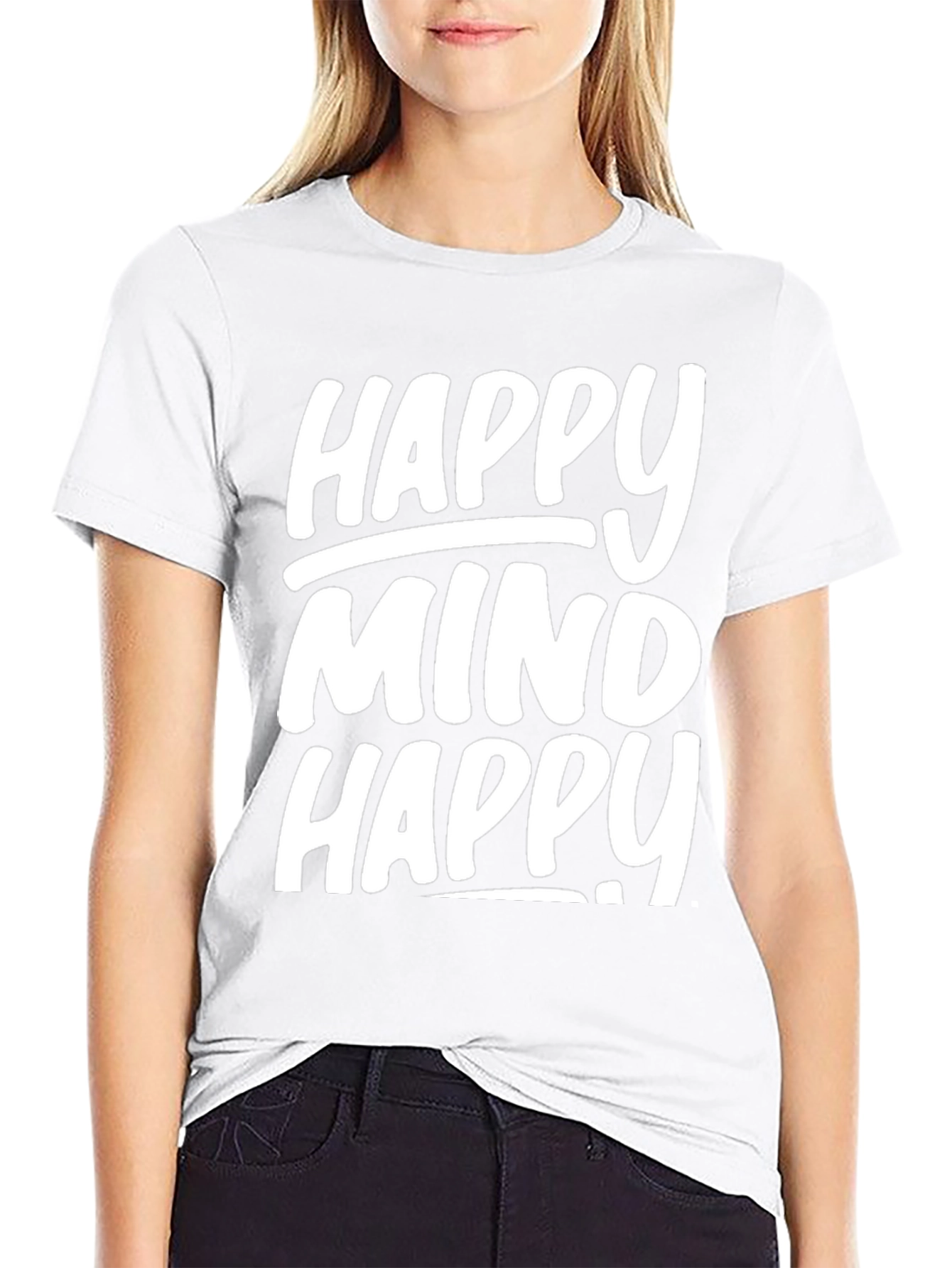 Camiseta Negra con Diseño Happy Mind Happy