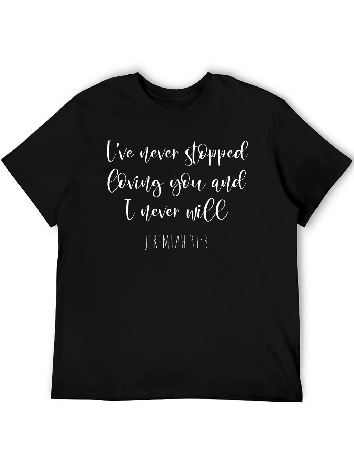 Camiseta Negra con Mensaje Inspirador - Jeremías 31:3