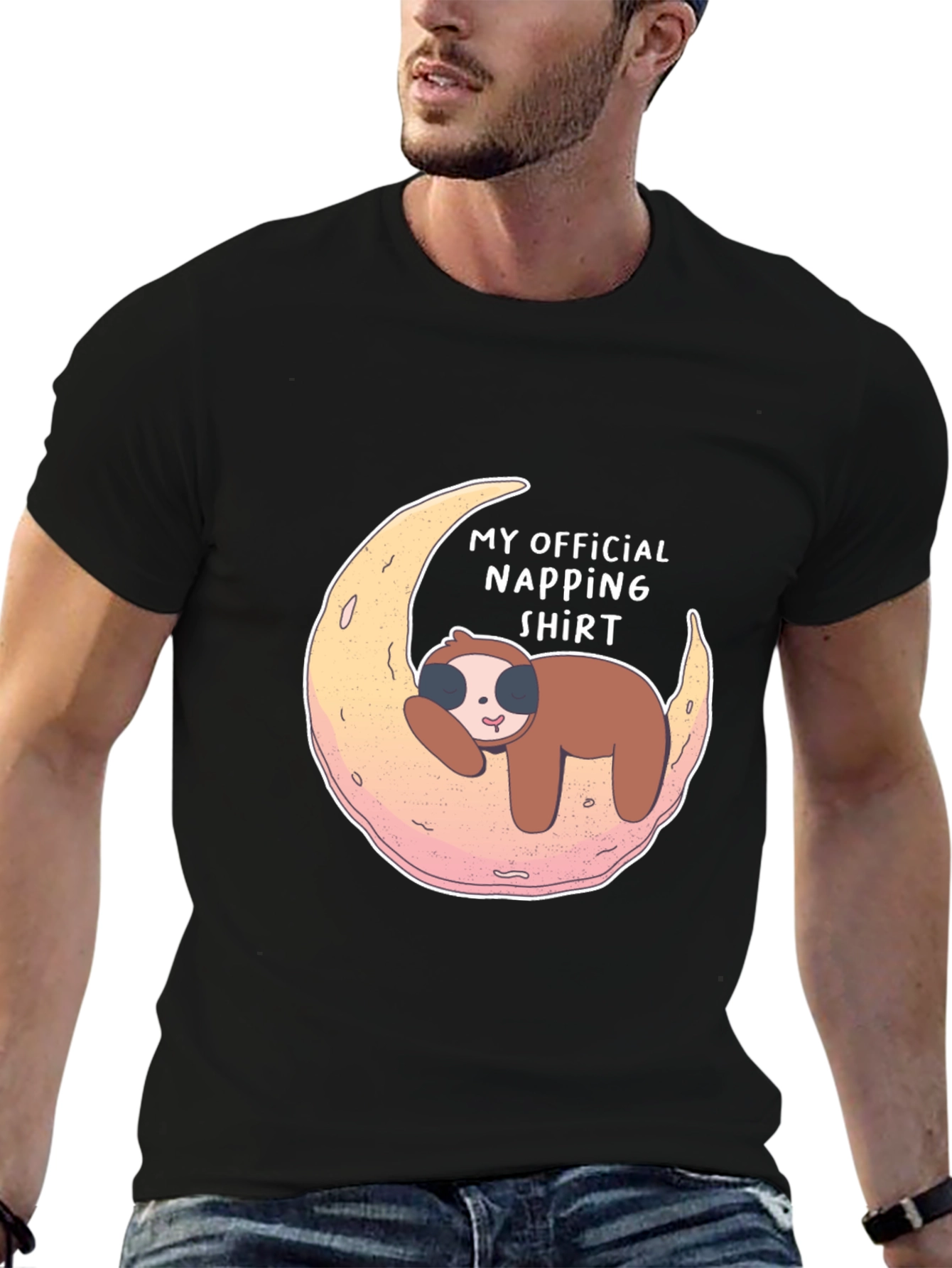 Camiseta Negra My Official Napping Shirt con Perezoso