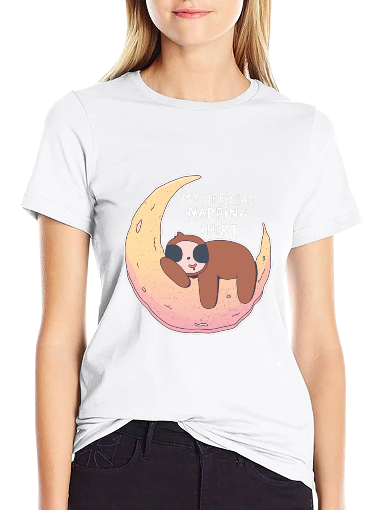 Camiseta Negra My Official Napping Shirt con Perezoso