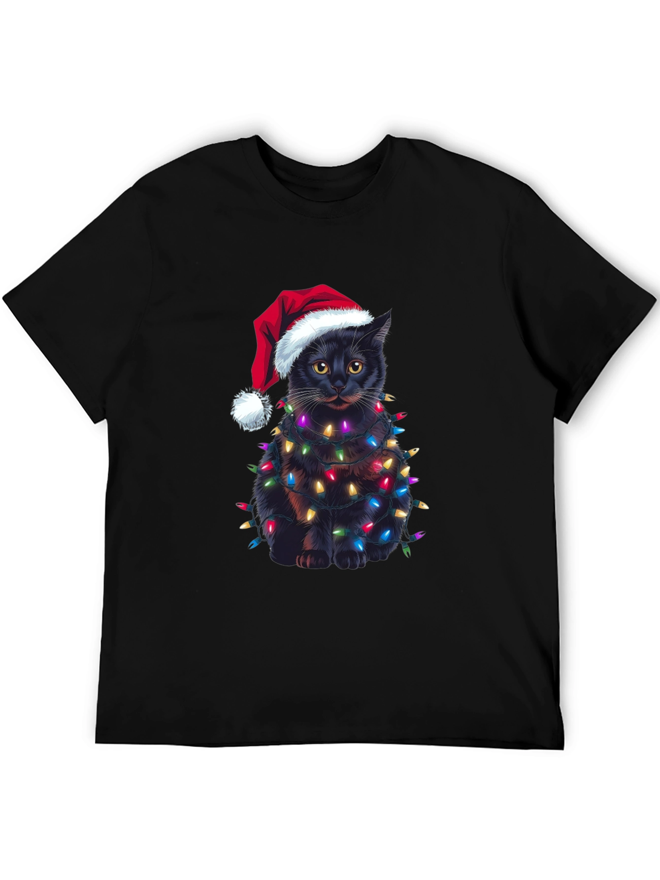 Camiseta Gato Navideño con Luces - Regalo Divertido