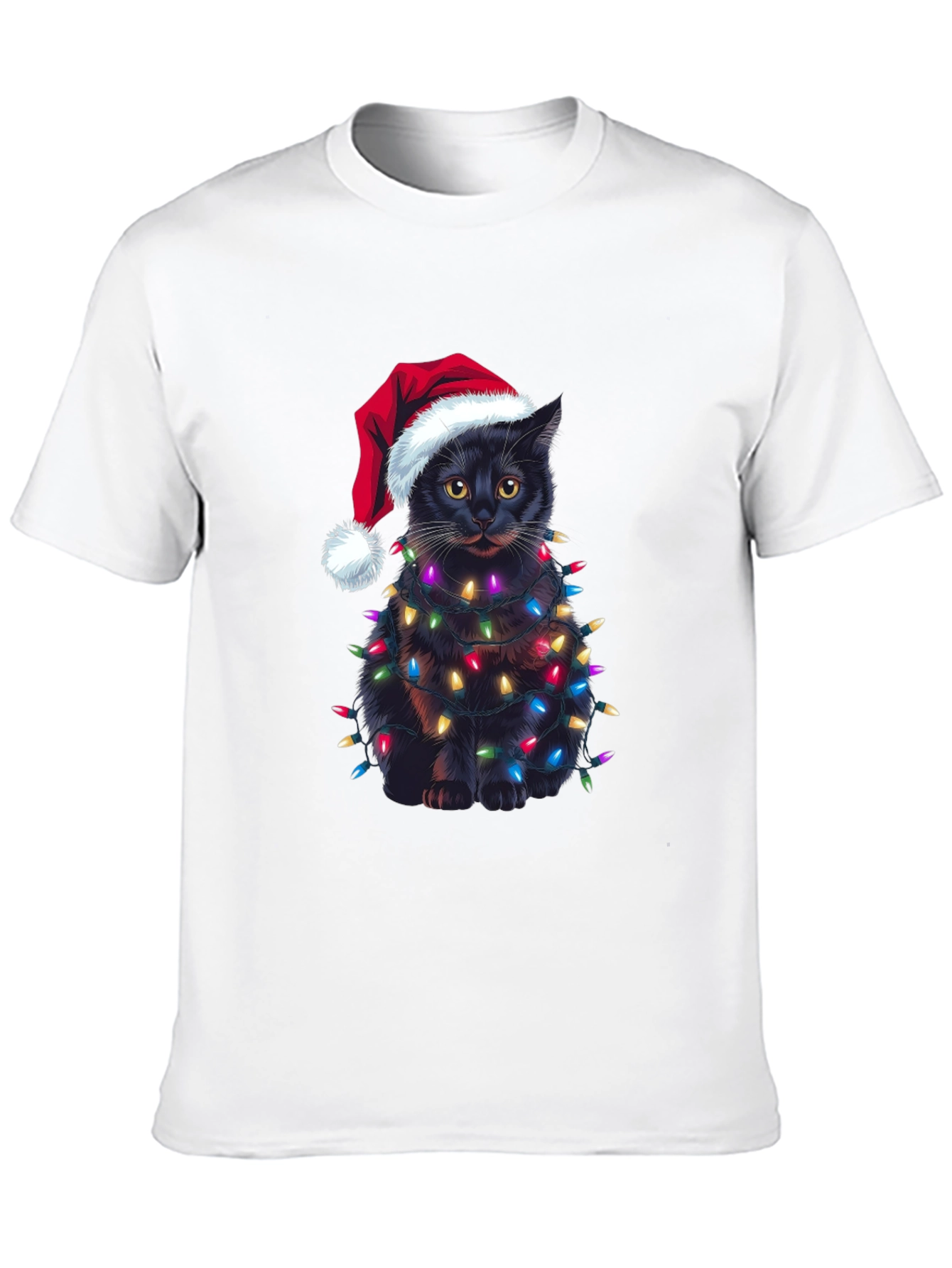 Camiseta Gato Navideño con Luces - Regalo Divertido