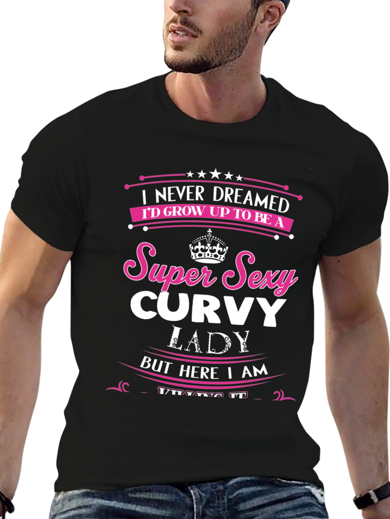 Camiseta Negra con Diseño Curvy Lady