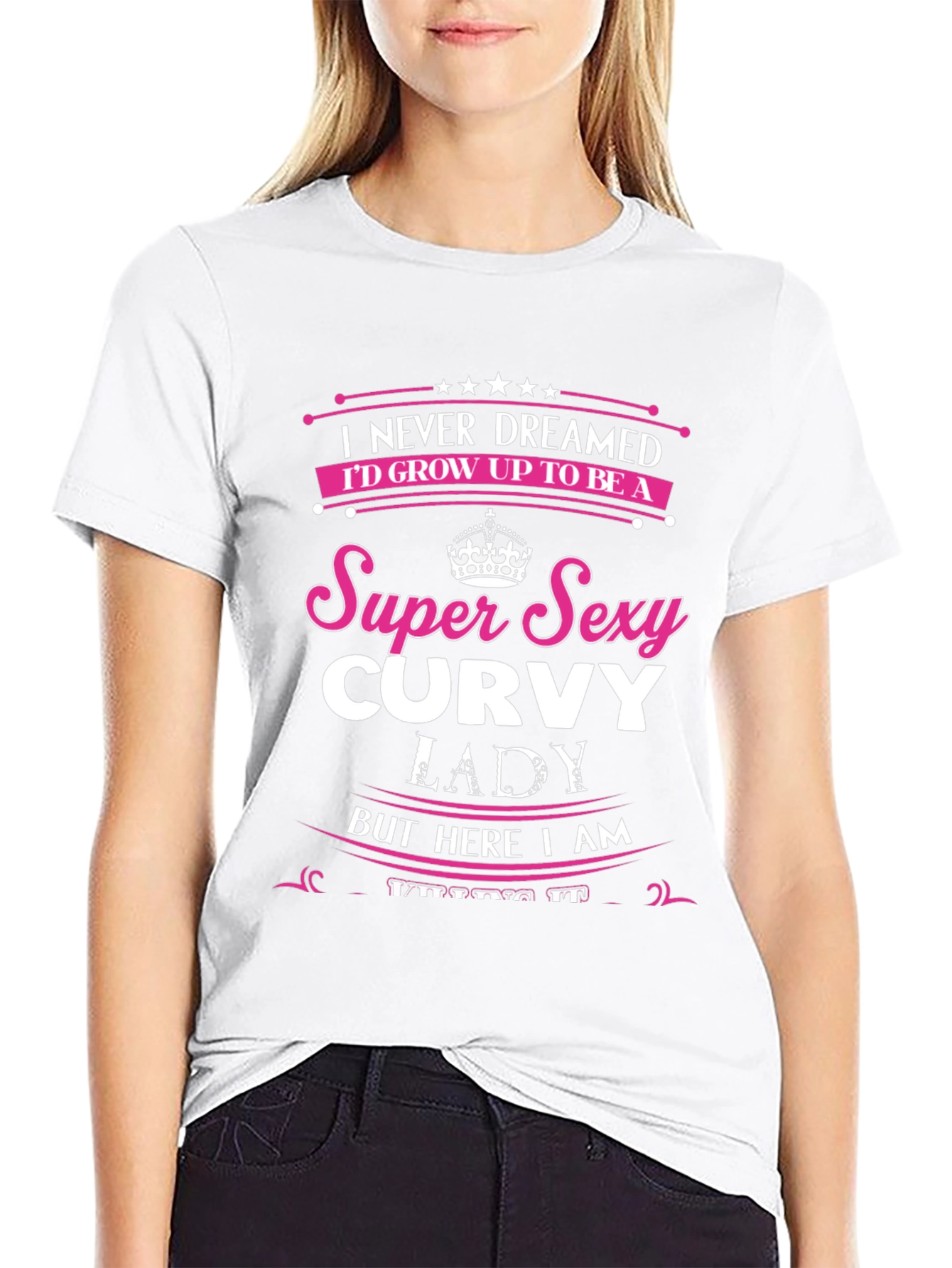 Camiseta Negra con Diseño Curvy Lady