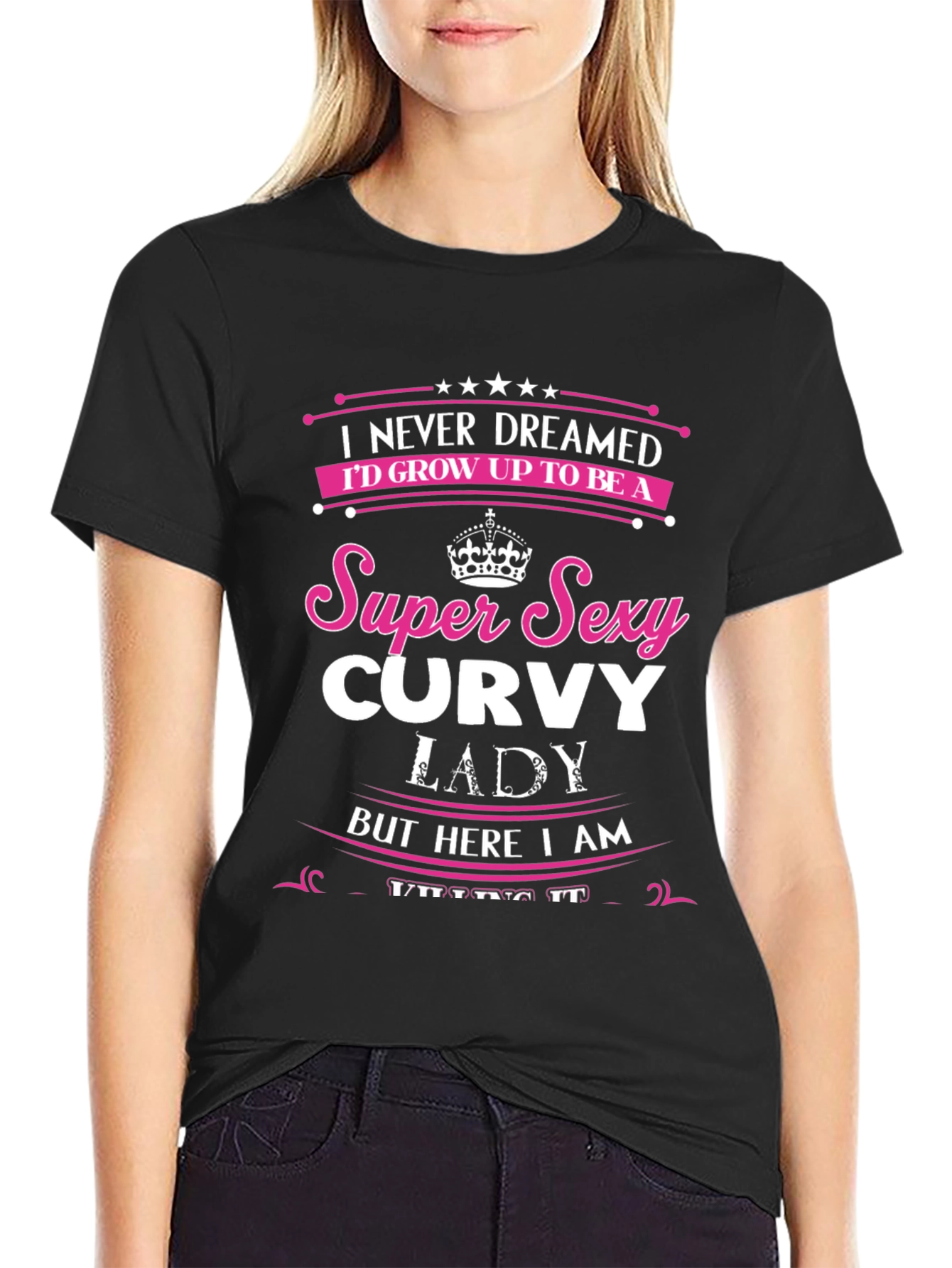 Camiseta Negra con Diseño Curvy Lady
