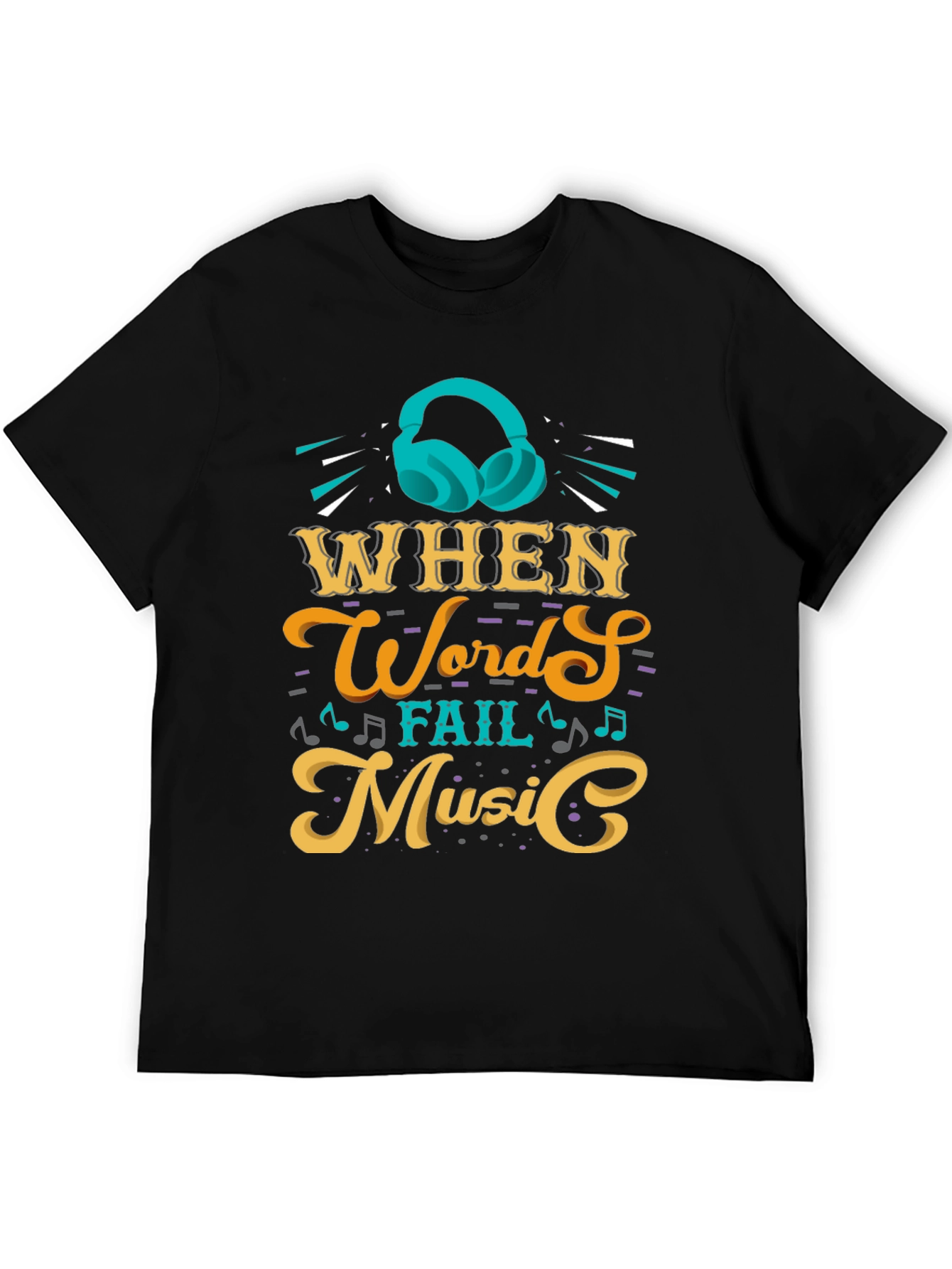 Camiseta Negra con Diseño de Música