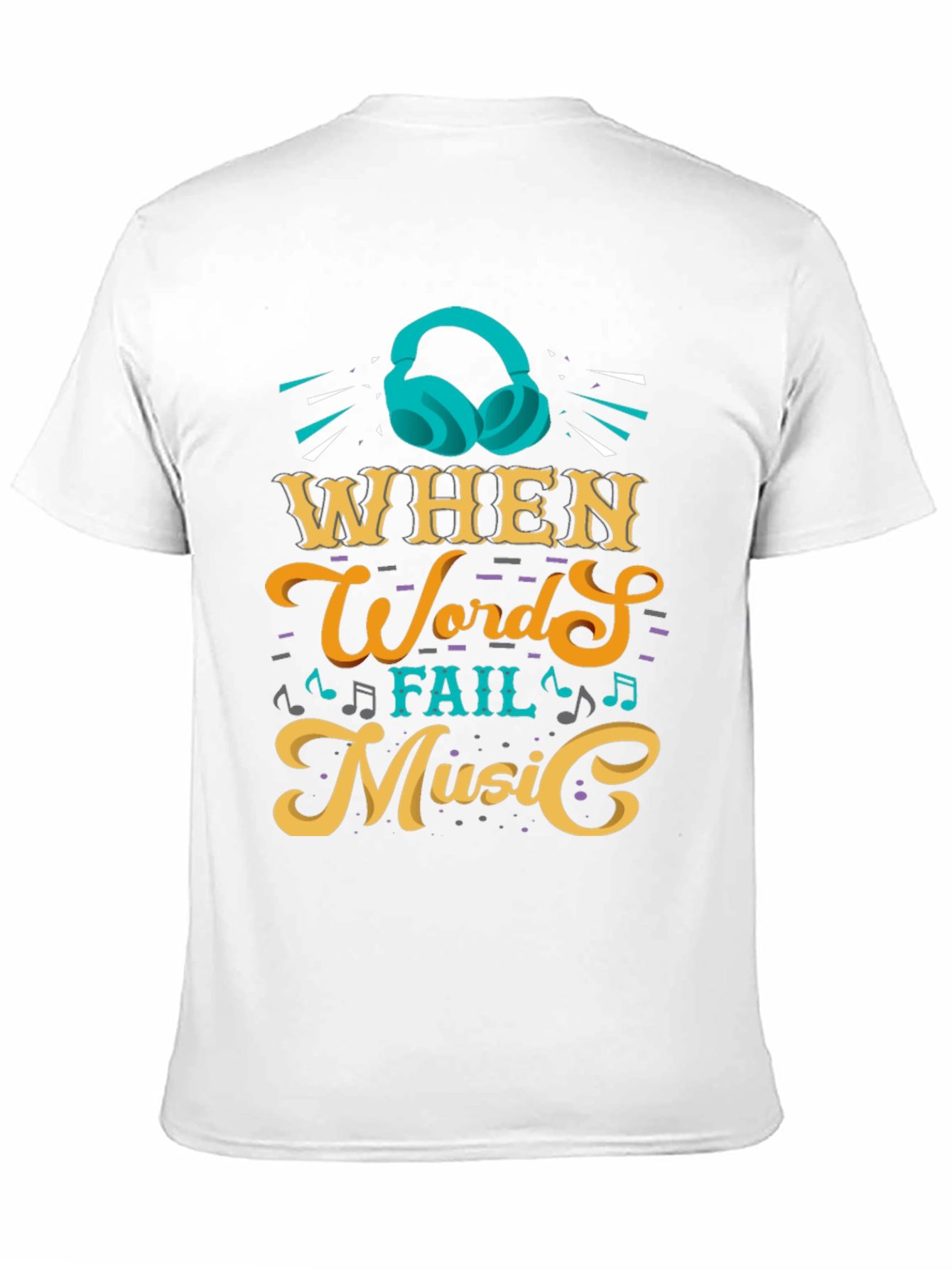 Camiseta Negra con Diseño de Música