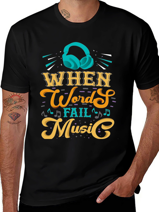 Camiseta Negra con Diseño de Música