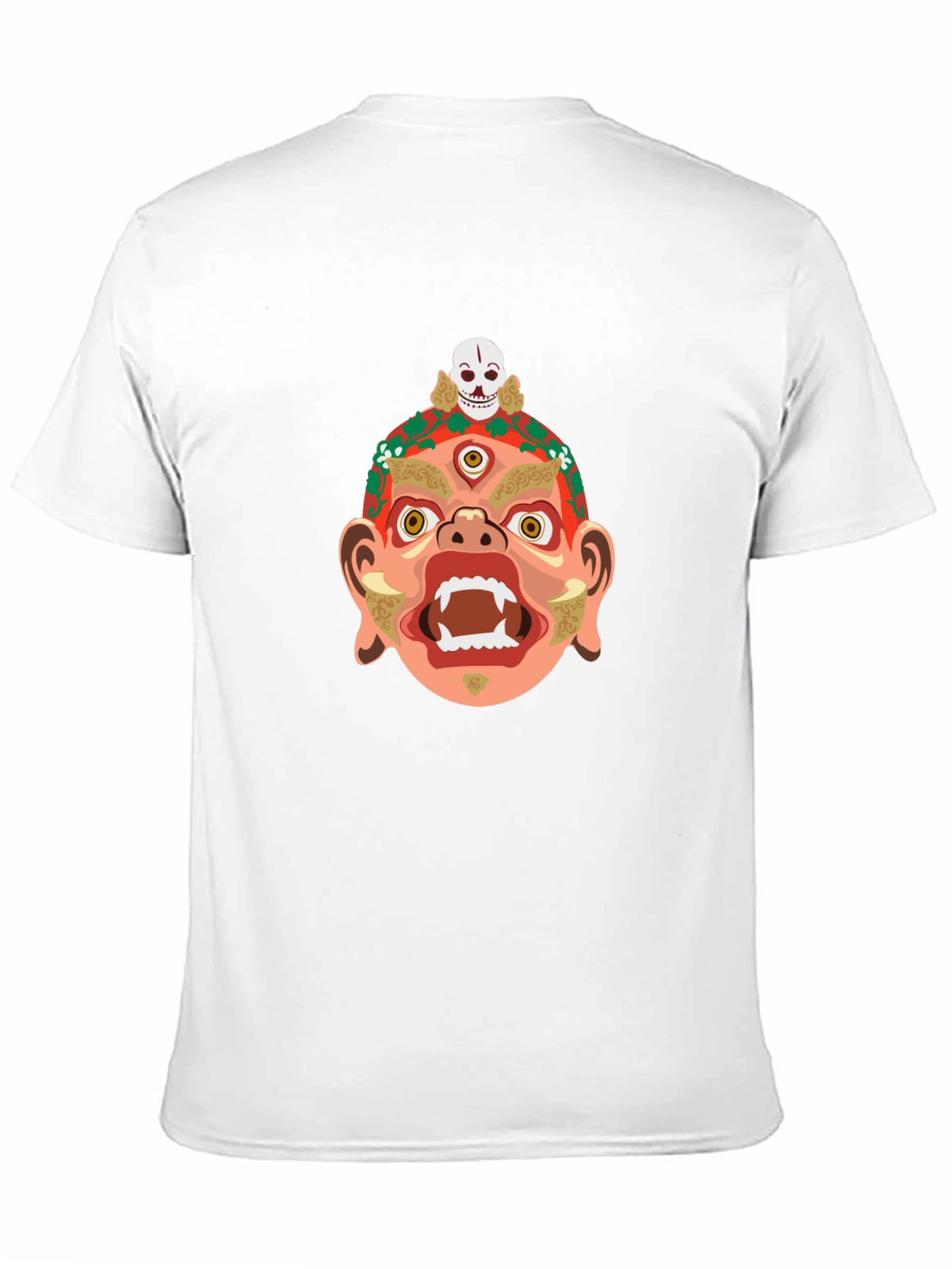 Camiseta Negra con Diseño de Máscara Tribal