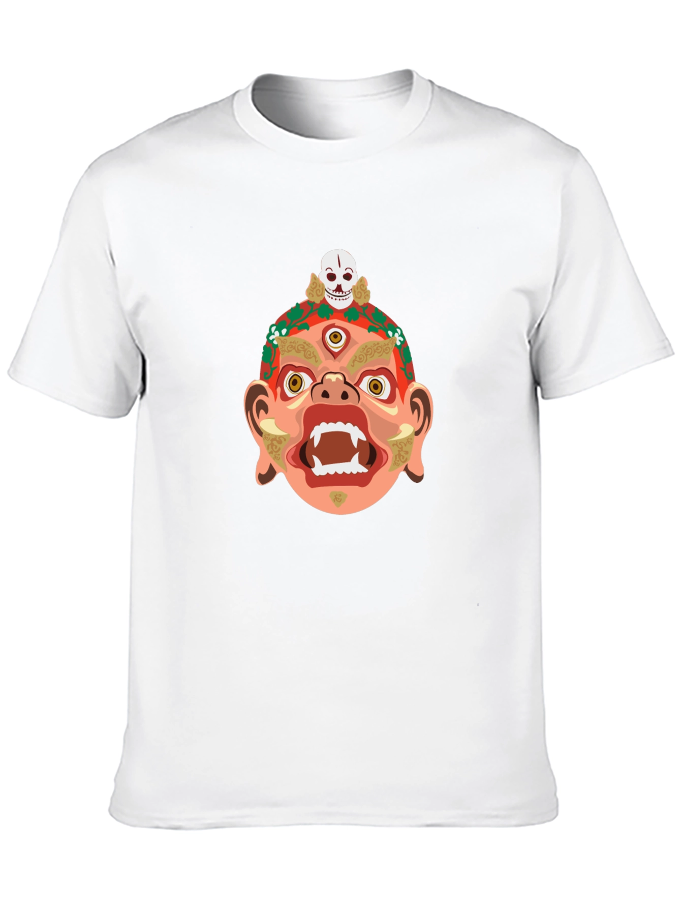 Camiseta Negra con Diseño de Máscara Tribal