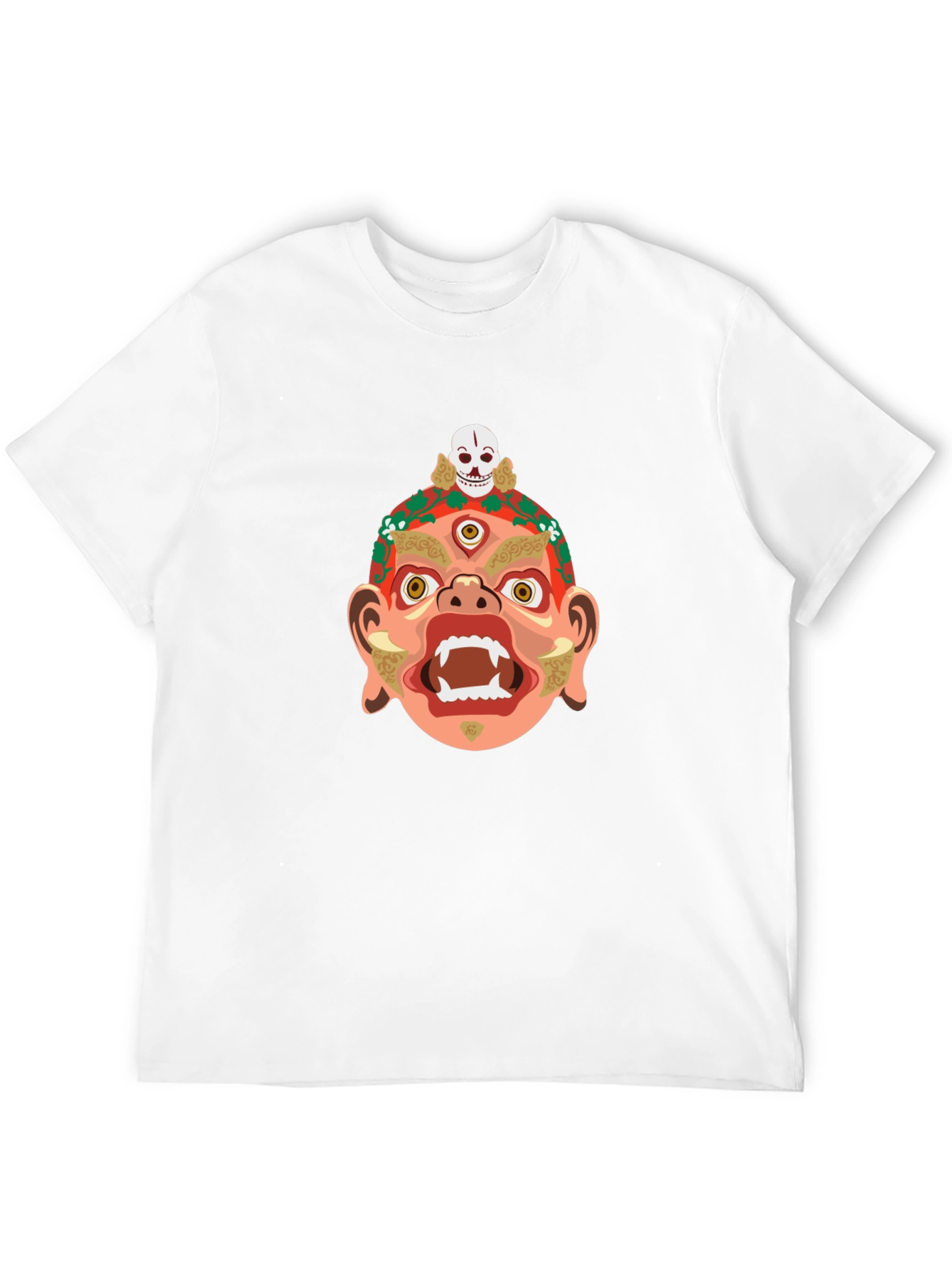 Camiseta Negra con Diseño de Máscara Tribal