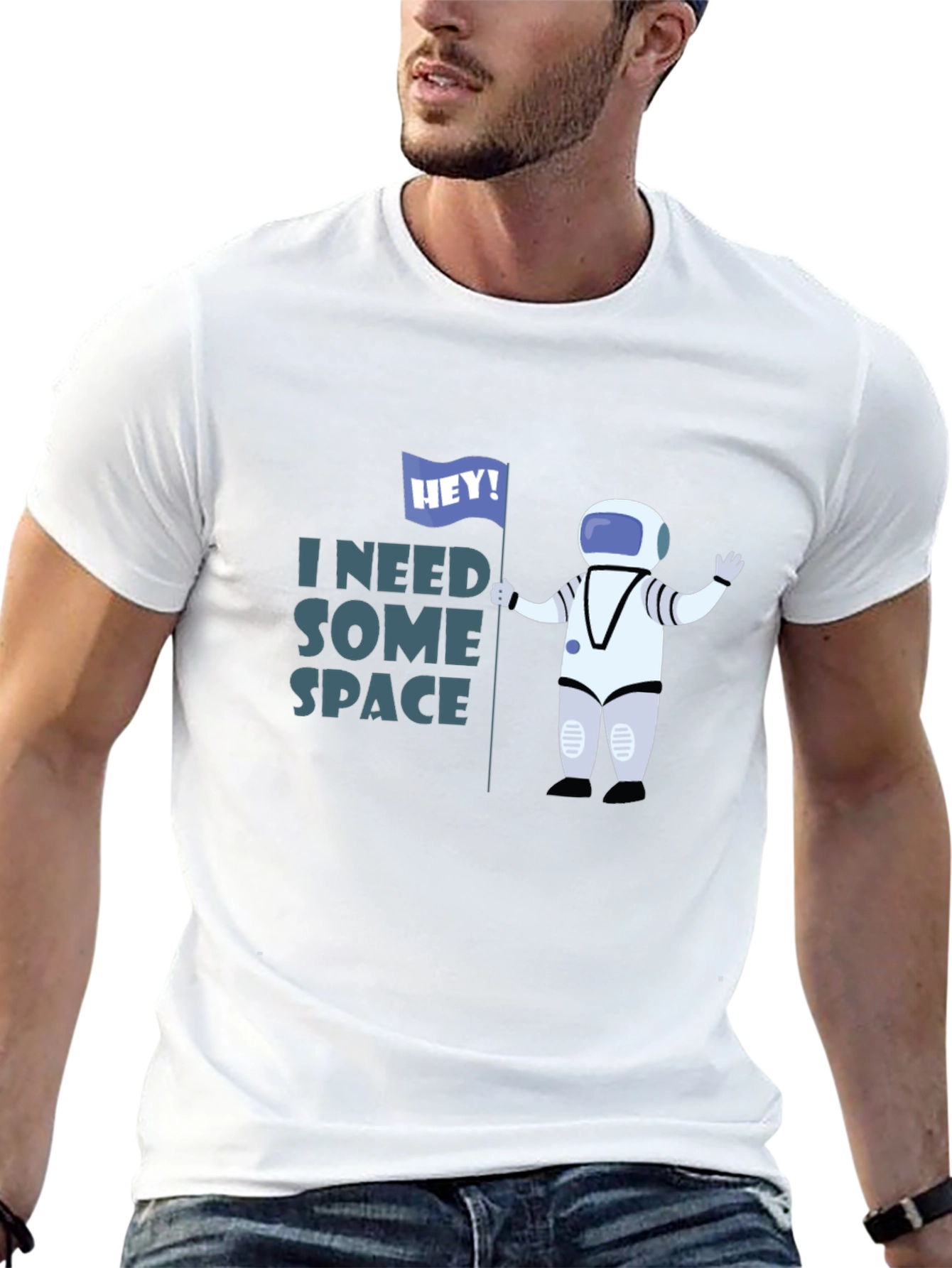 Camiseta Negra Necesito Espacio Astronauta Divertido