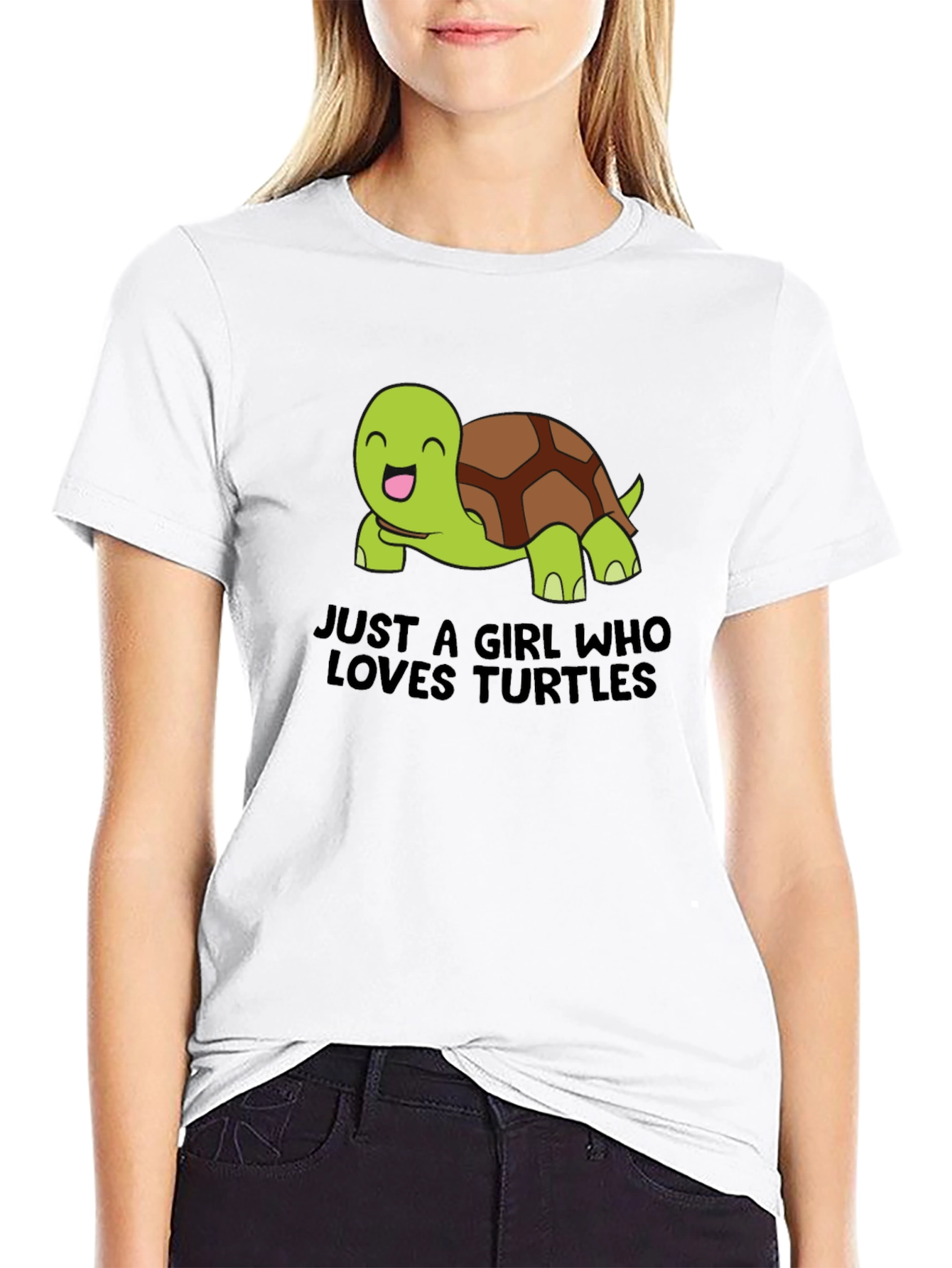 Camiseta Negra Just a Girl Who Loves Turtles
