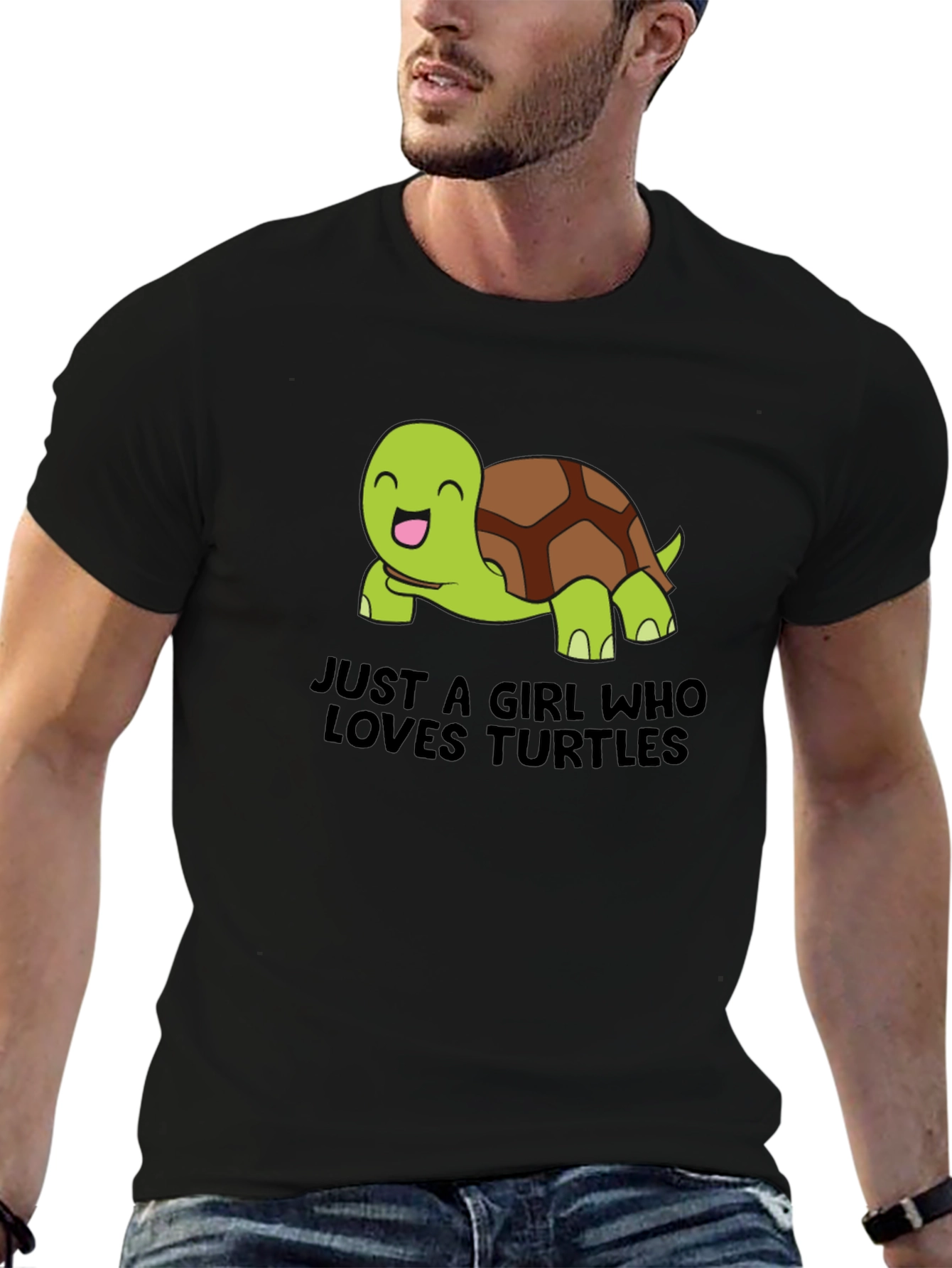 Camiseta Negra Just a Girl Who Loves Turtles