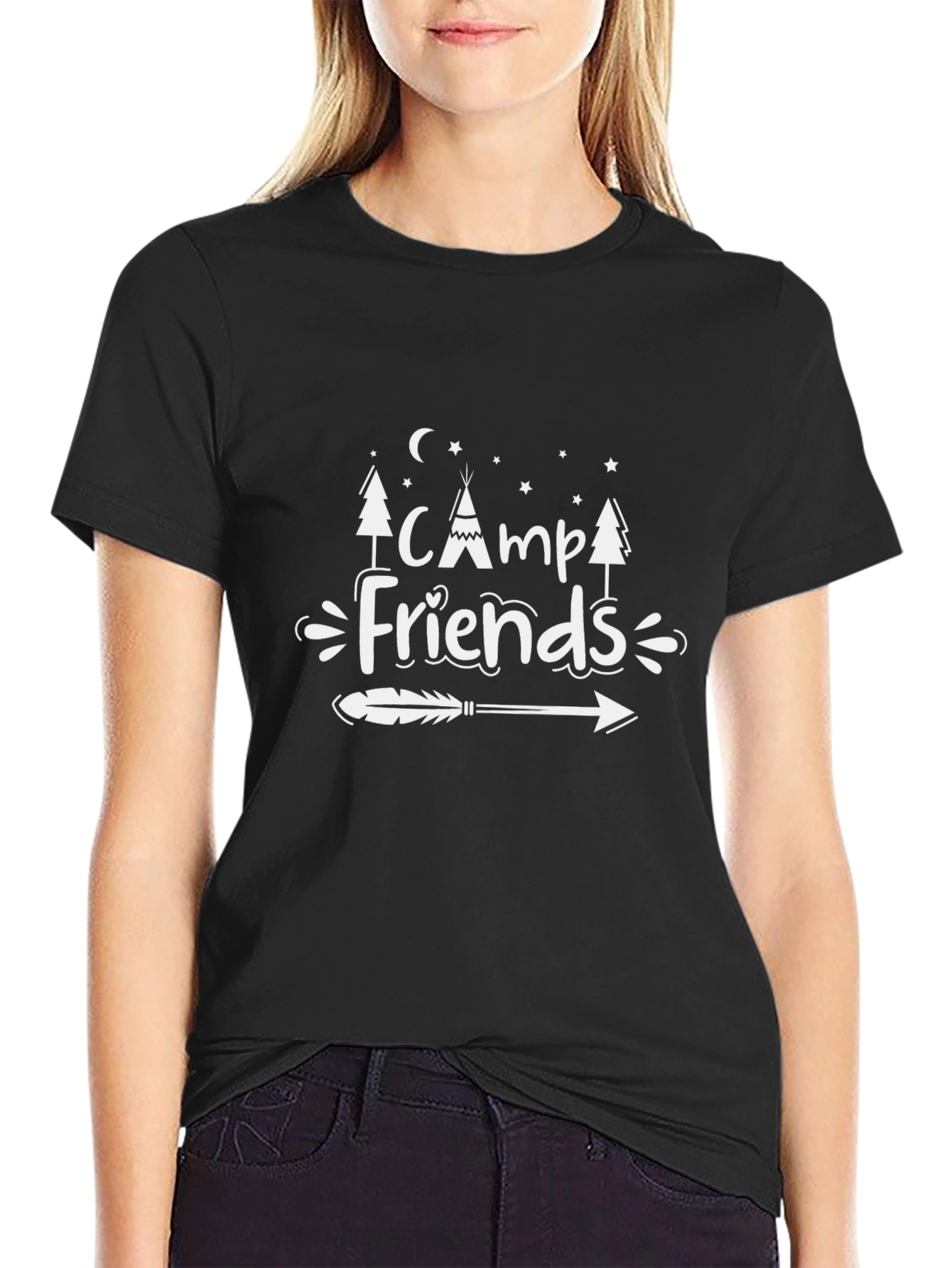 Camiseta Negra Camp Friends Diseño Aventura