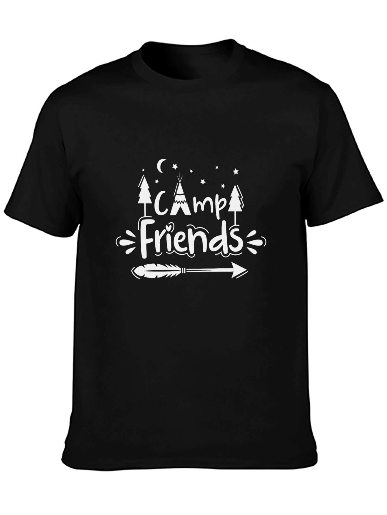 Camiseta Negra Camp Friends Diseño Aventura