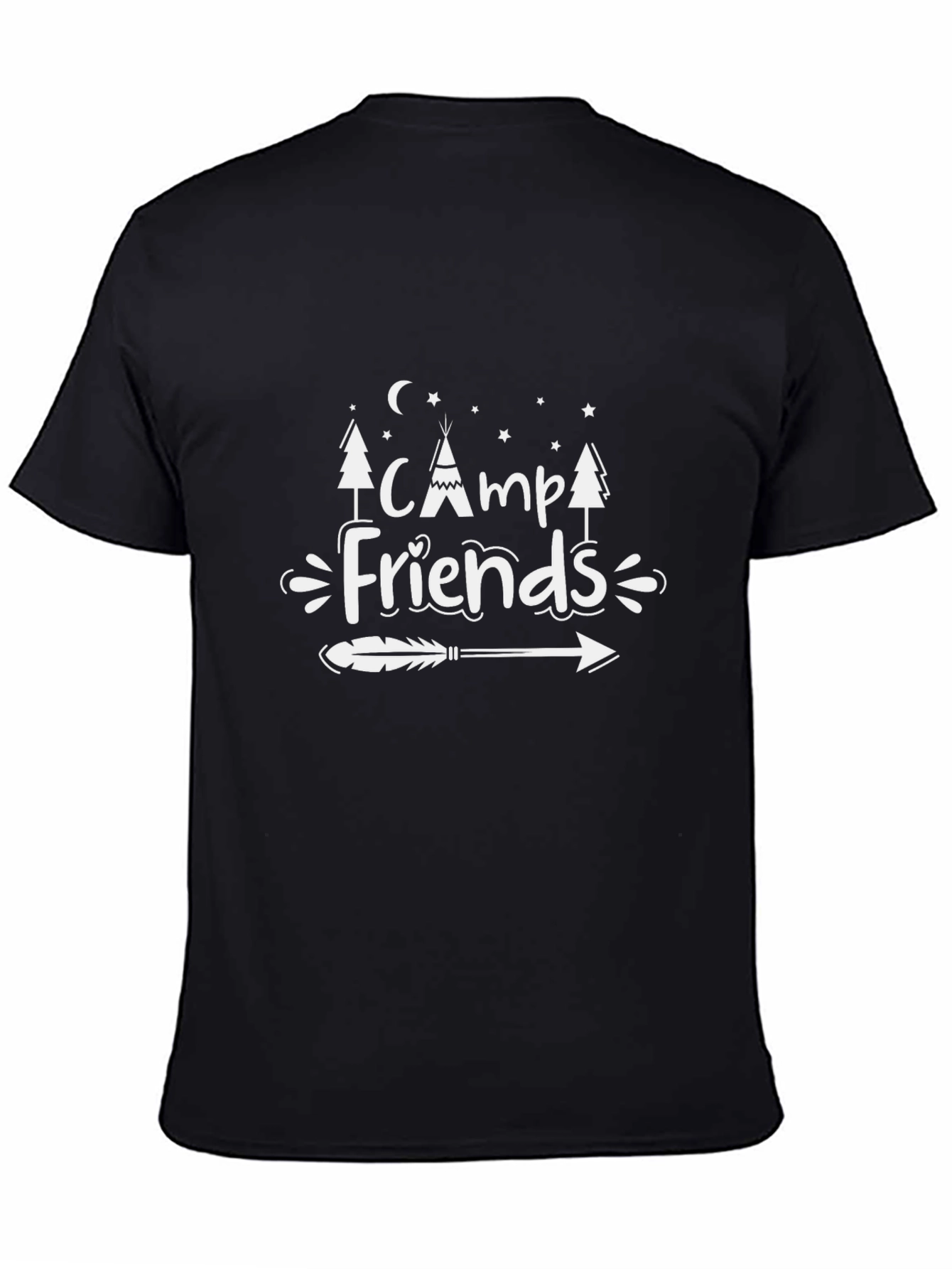 Camiseta Negra Camp Friends Diseño Aventura