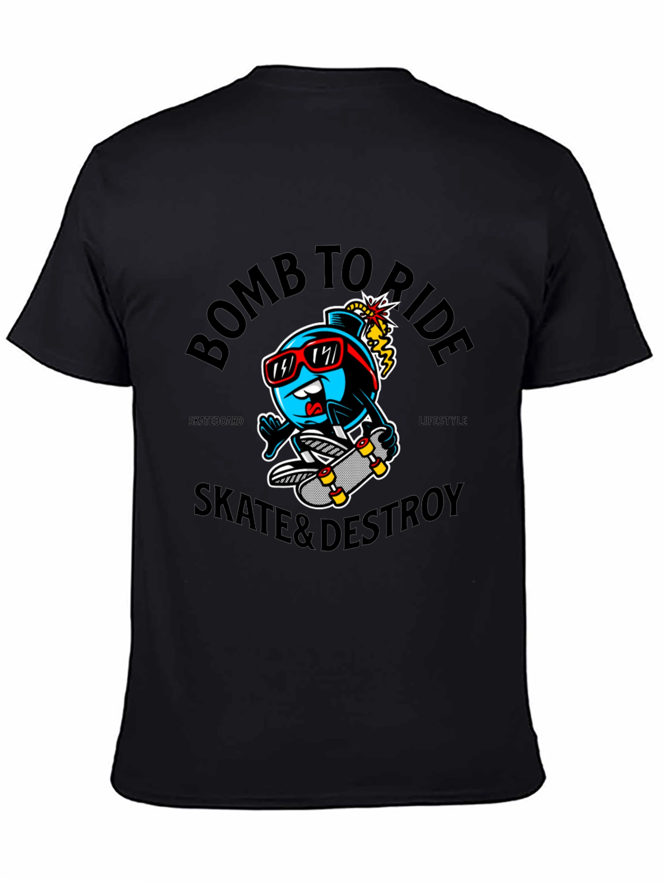 Camiseta Negra Bomb To Ride Skate & Destroy