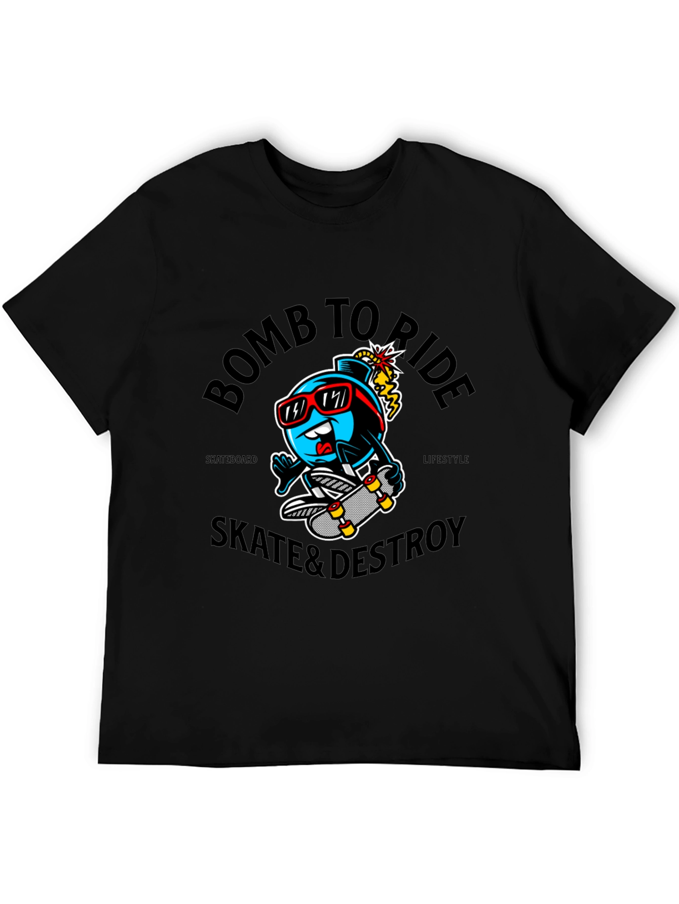 Camiseta Negra Bomb To Ride Skate & Destroy