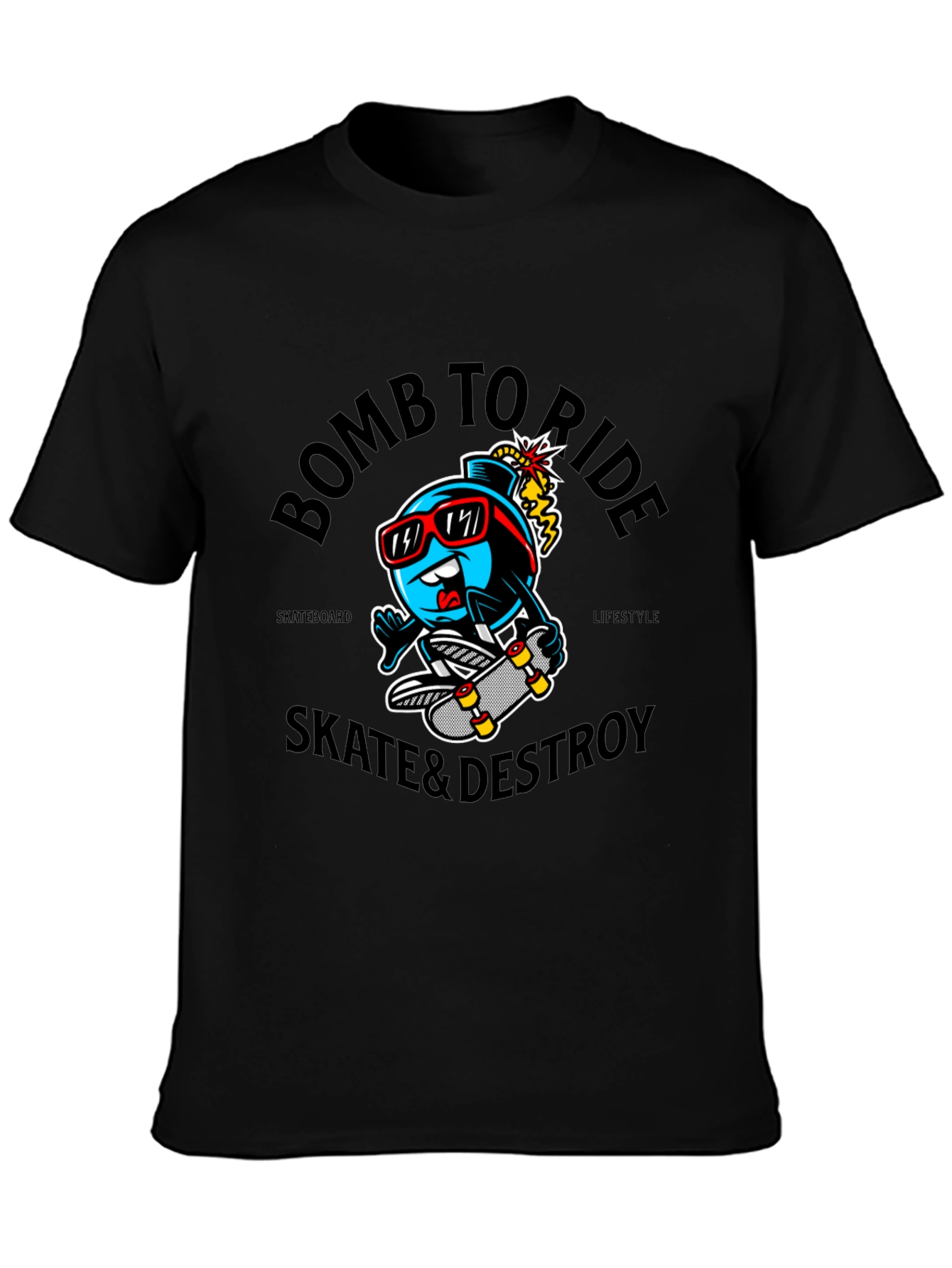 Camiseta Negra Bomb To Ride Skate & Destroy