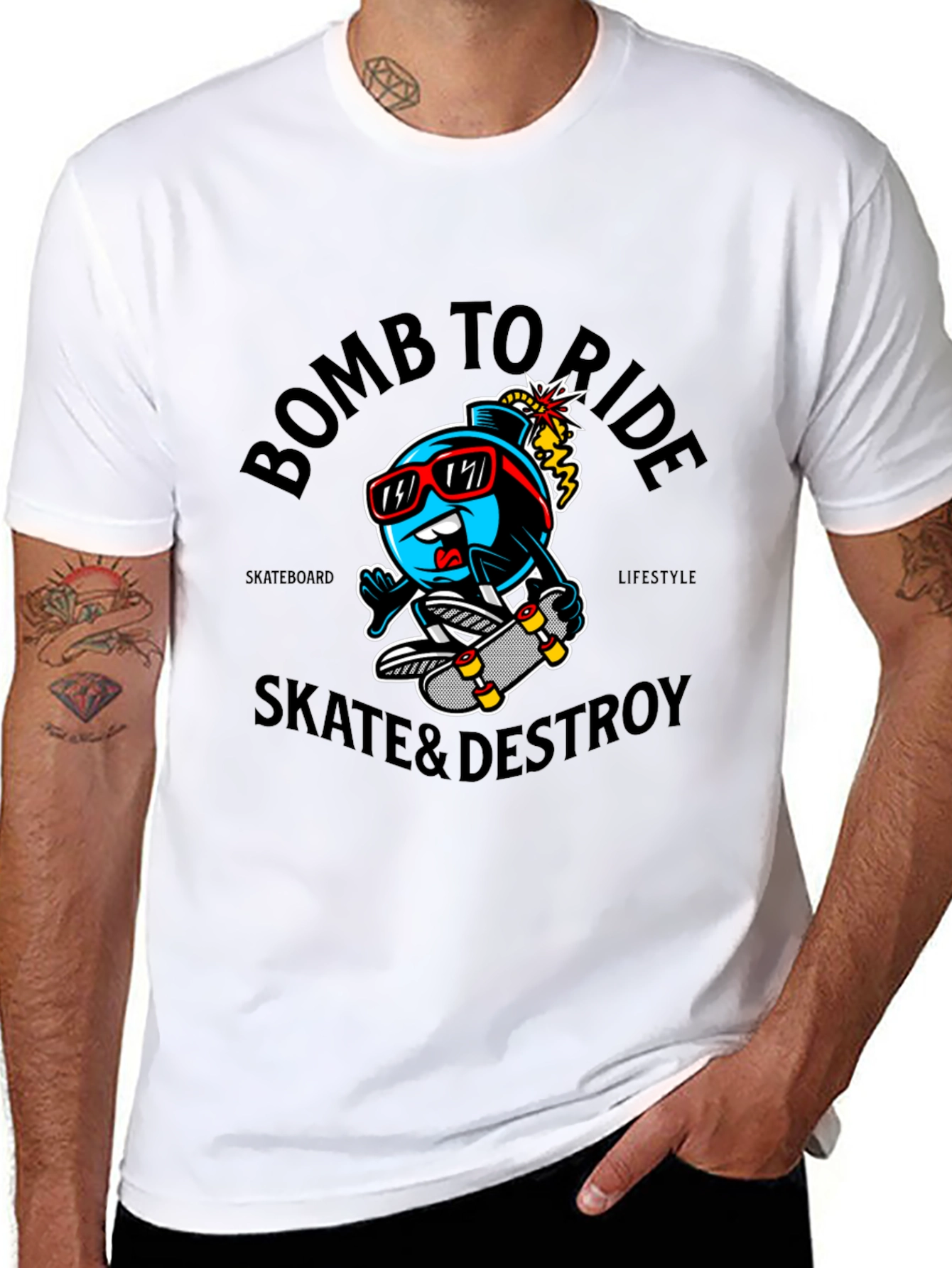 Camiseta Negra Bomb To Ride Skate & Destroy