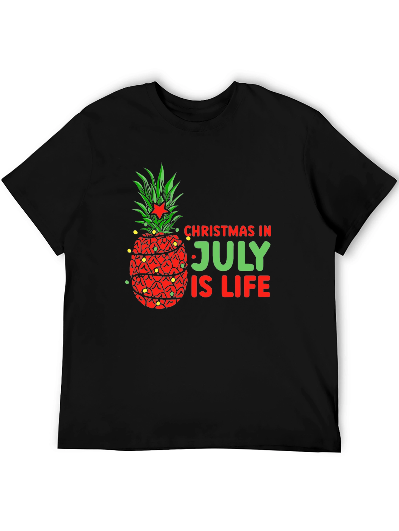 Camiseta Negra Navideña con Piña en Julio