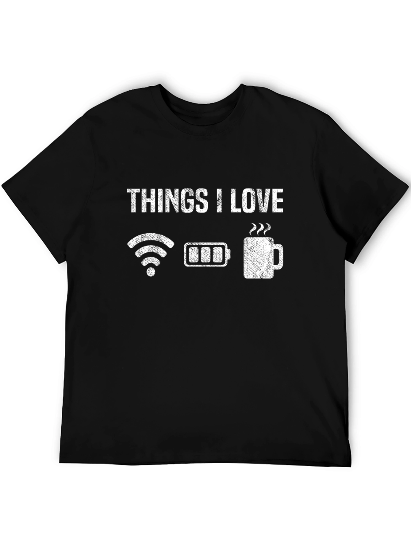 Camiseta Negra Cosas que Amo - WiFi Batería Café