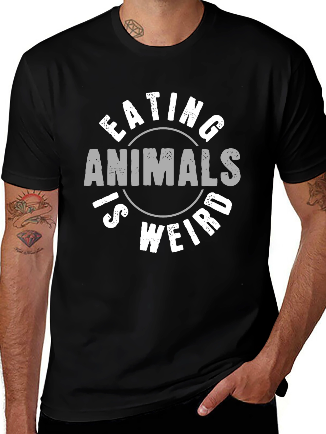 Camiseta Negra Unisex con Diseño Vegano