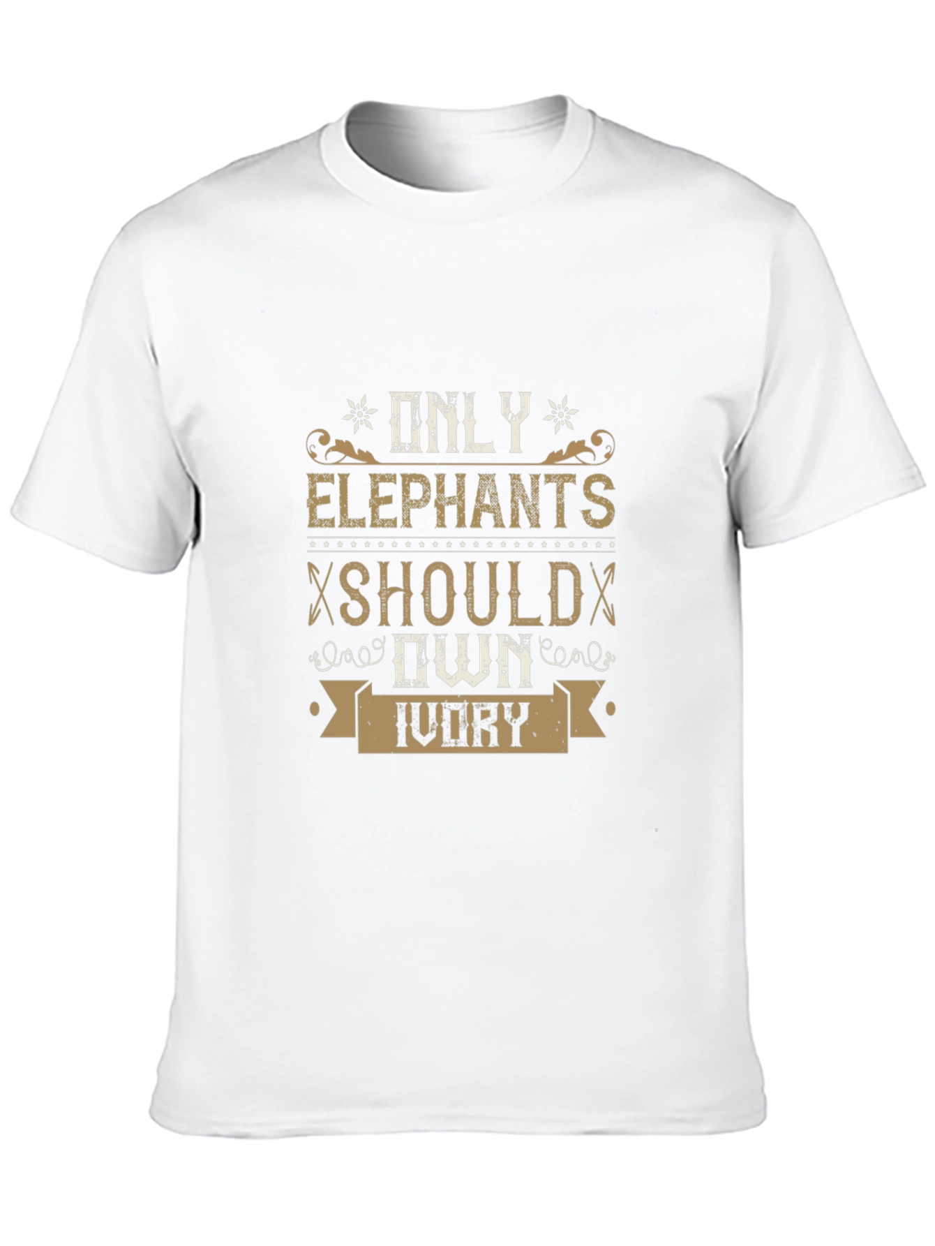 Camiseta Negra con Diseño Elefantes y Marfil
