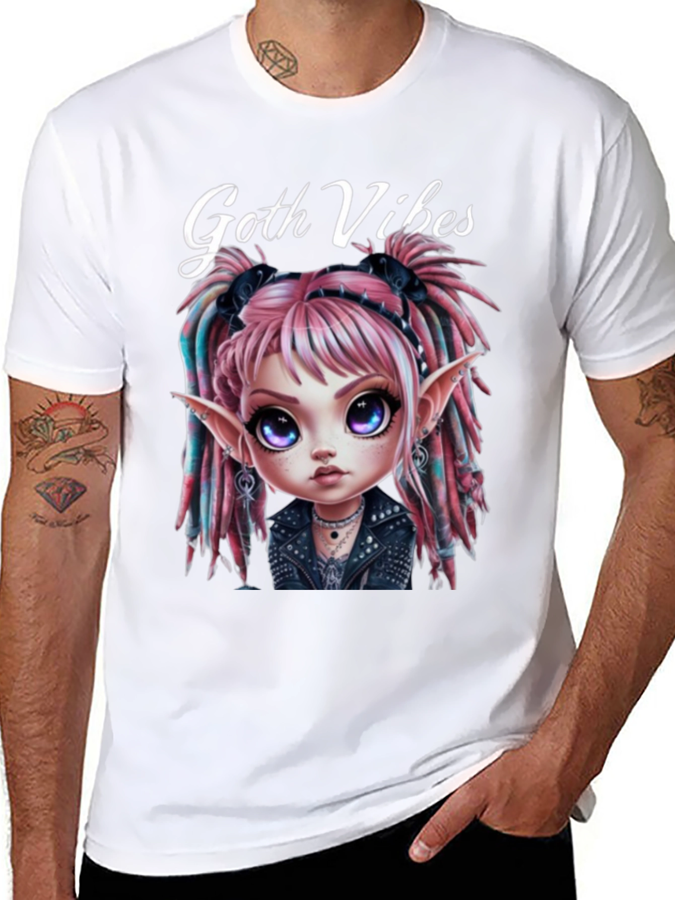 Camiseta Negra Goth Vibes Estilo Anime