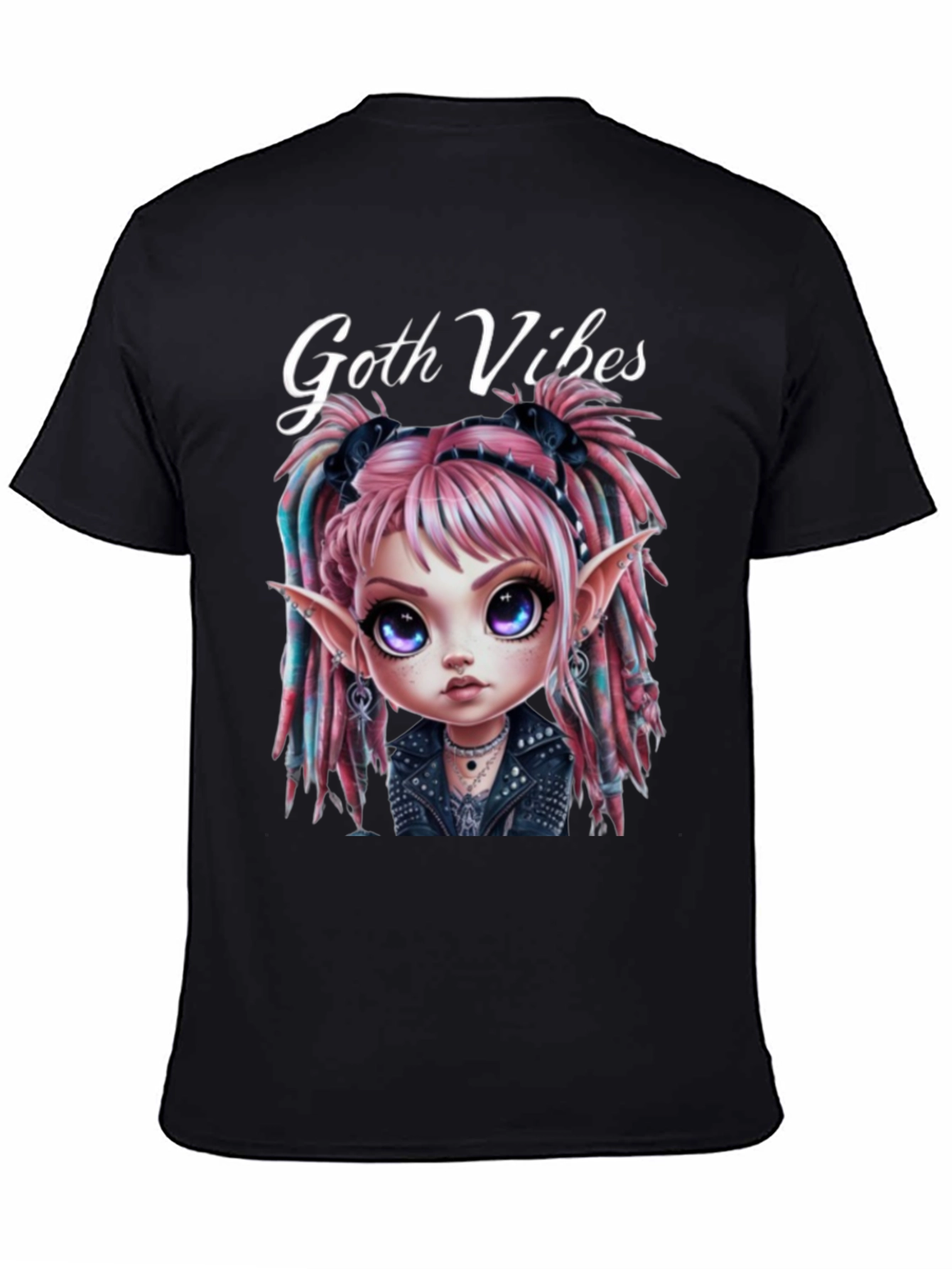 Camiseta Negra Goth Vibes Estilo Anime
