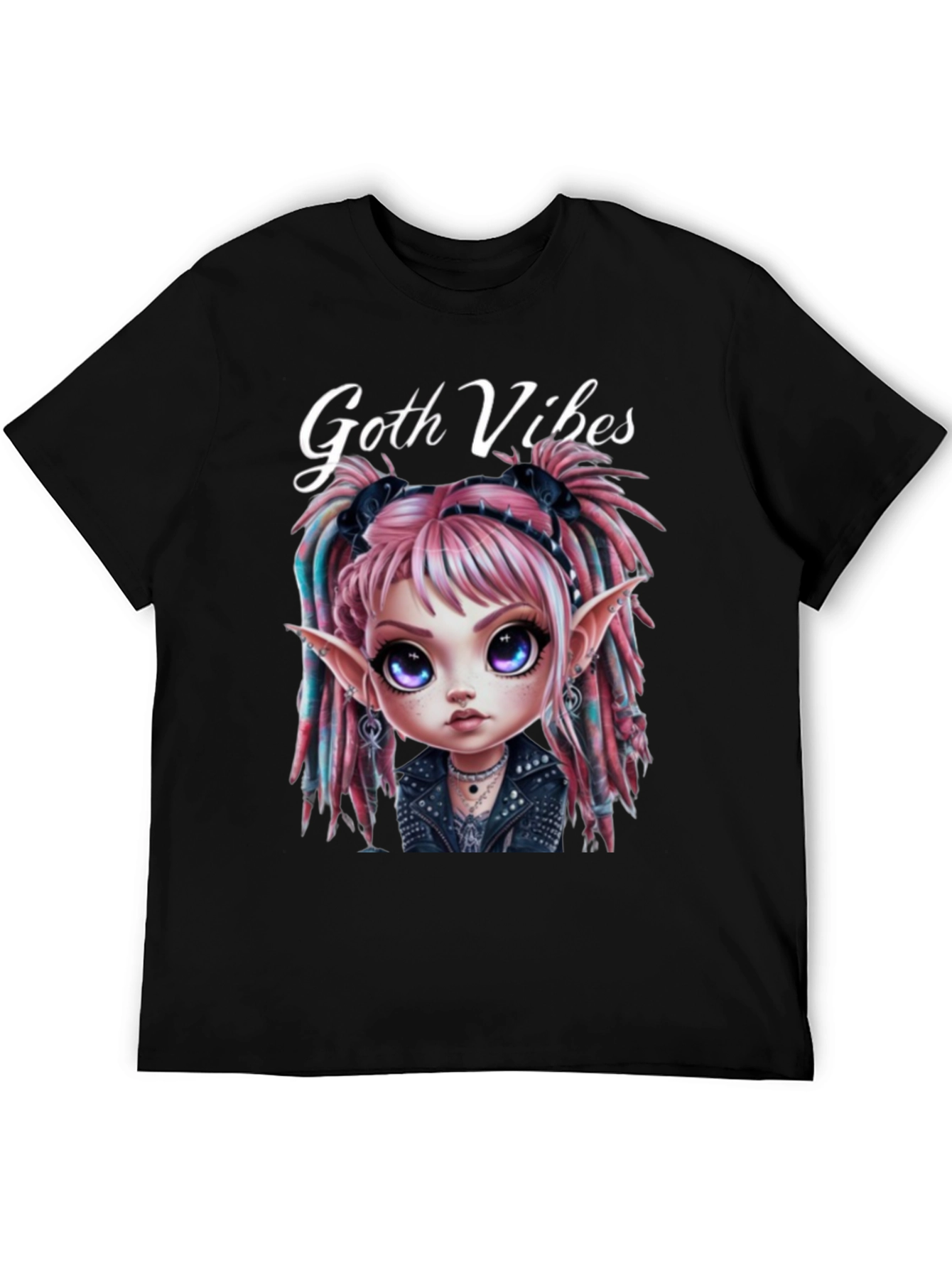 Camiseta Negra Goth Vibes Estilo Anime