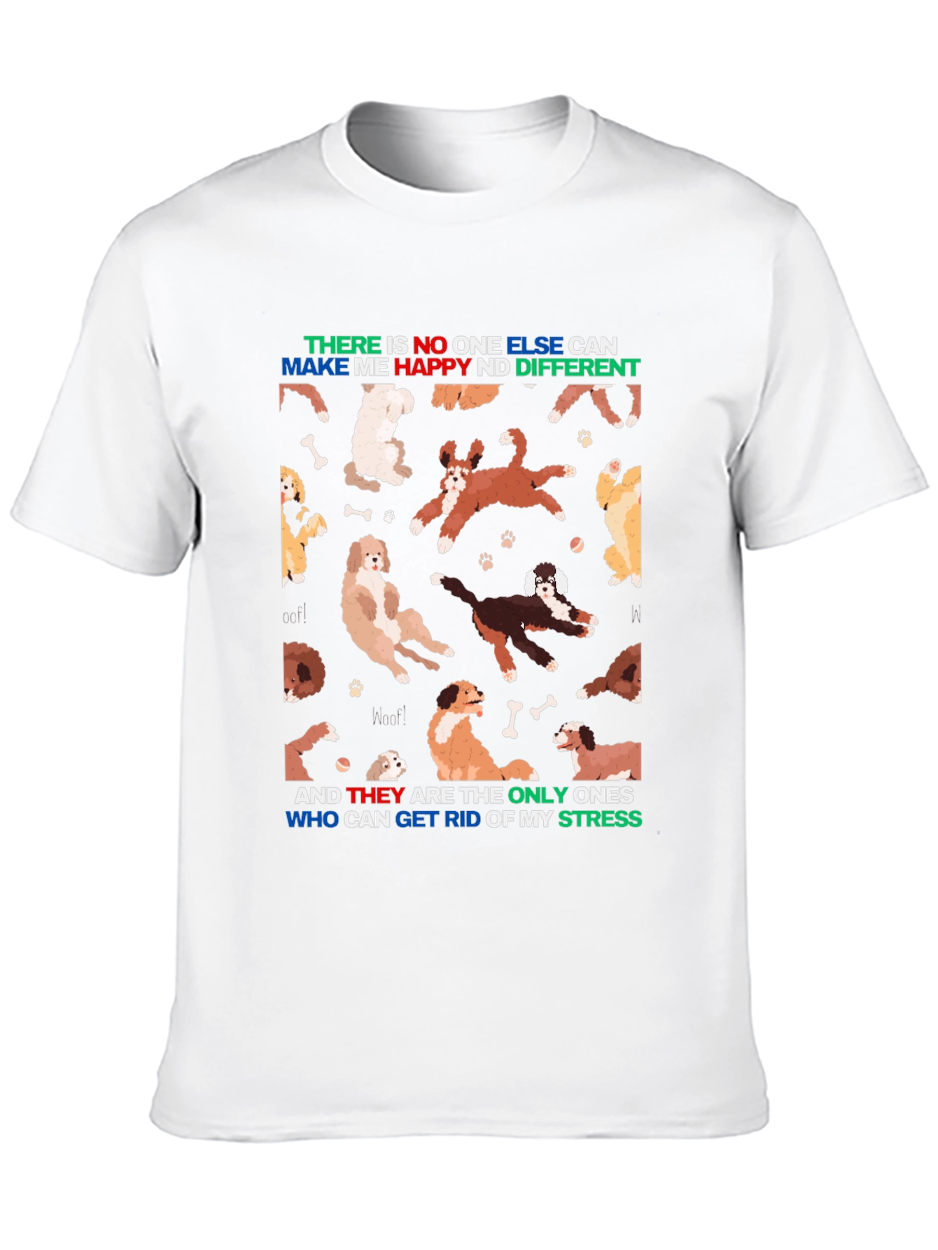 Camiseta Negra Diseño Perros y Frase Motivacional