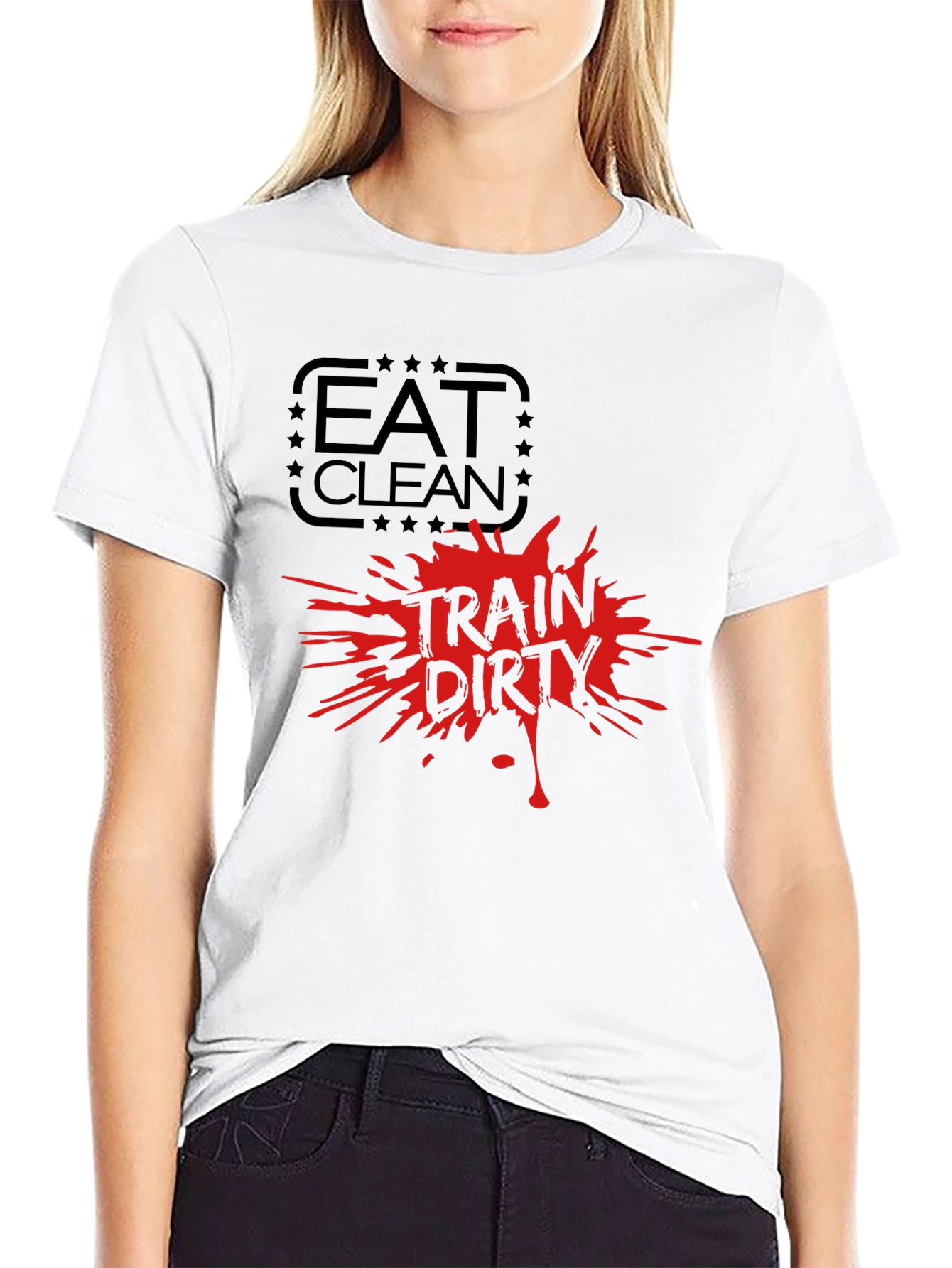 Camiseta Negra Hombre Eat Clean Train Dirty