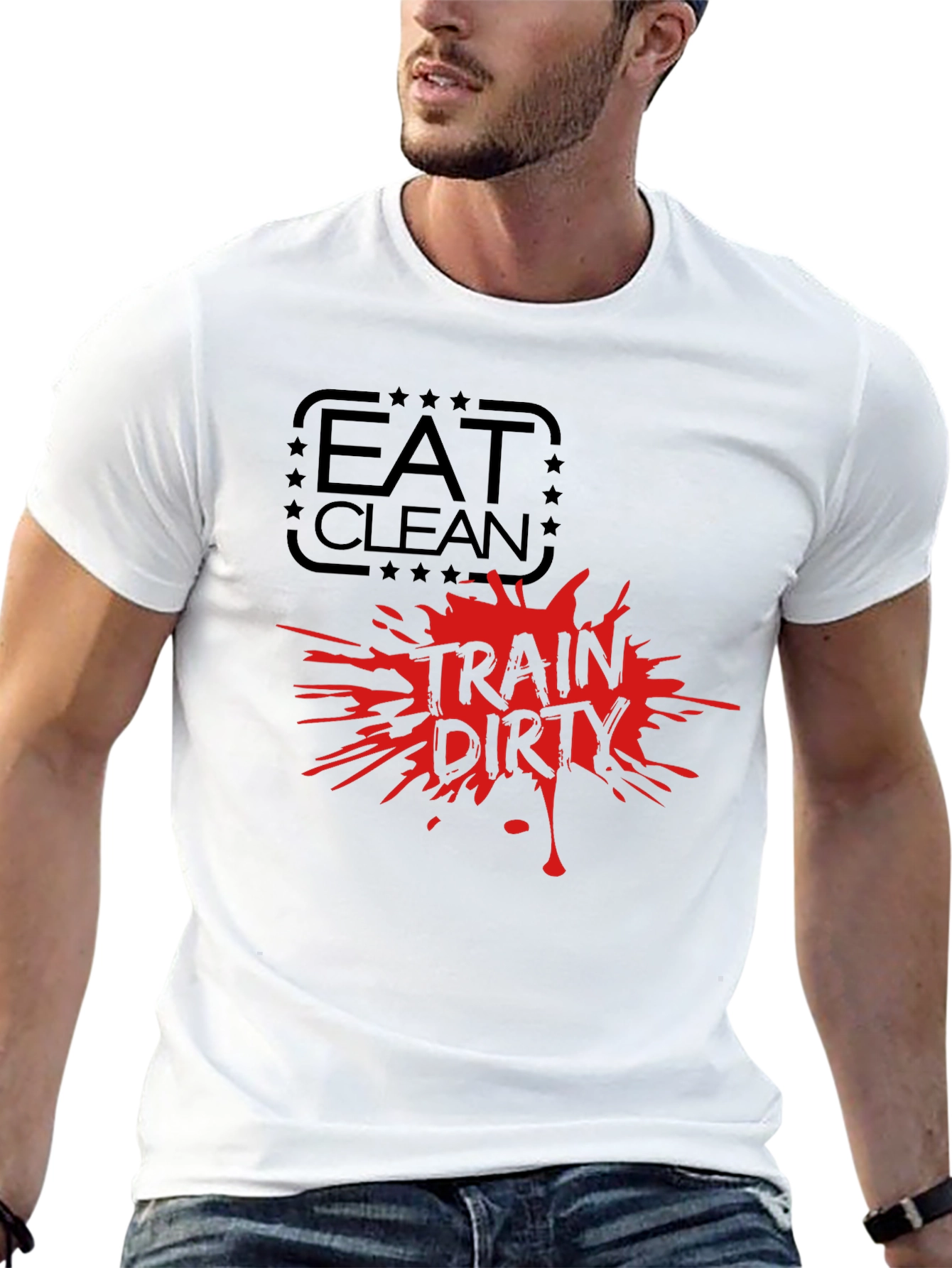 Camiseta Negra Hombre Eat Clean Train Dirty