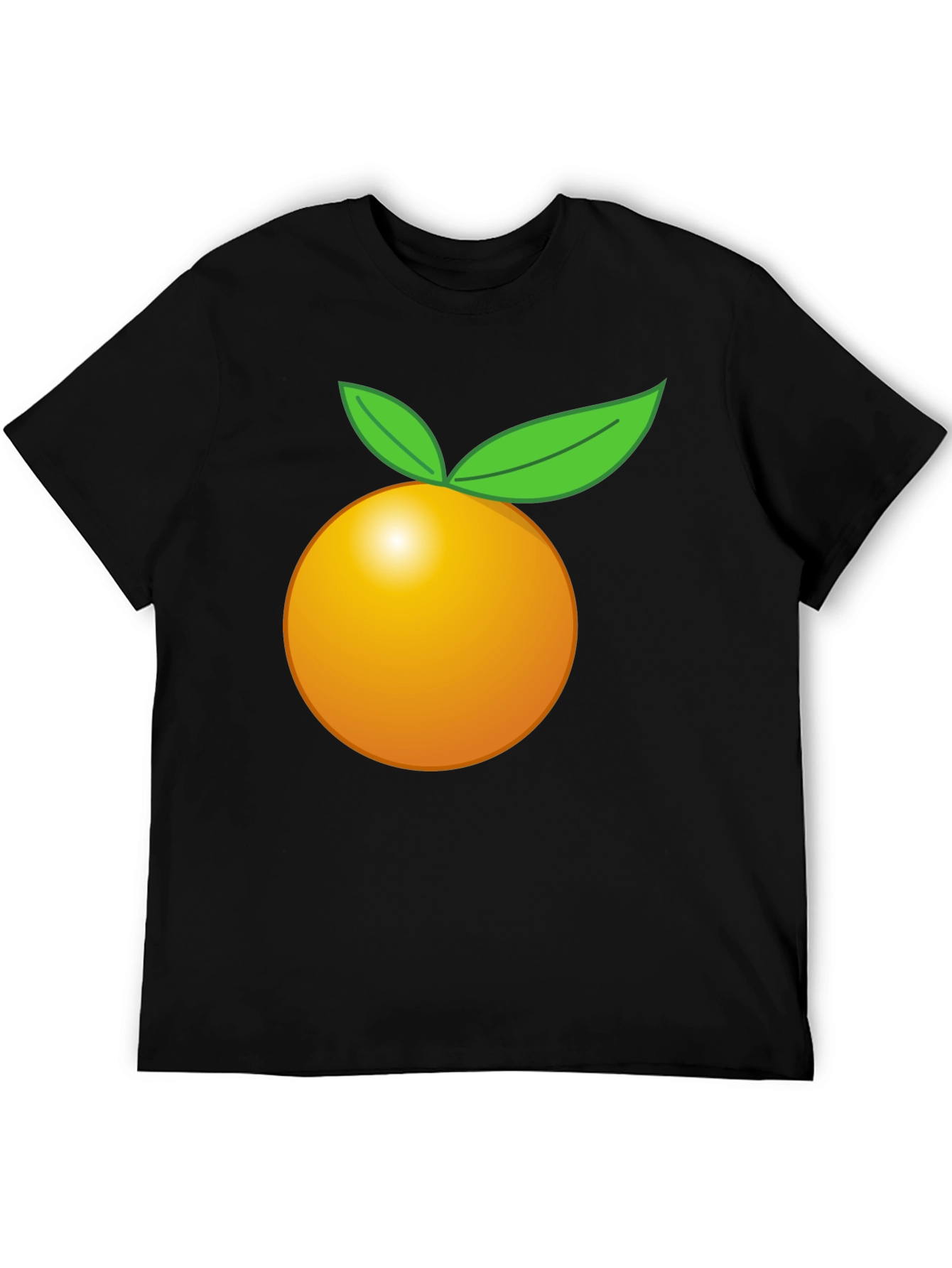 Camiseta Negra con Diseño de Naranja Frutal