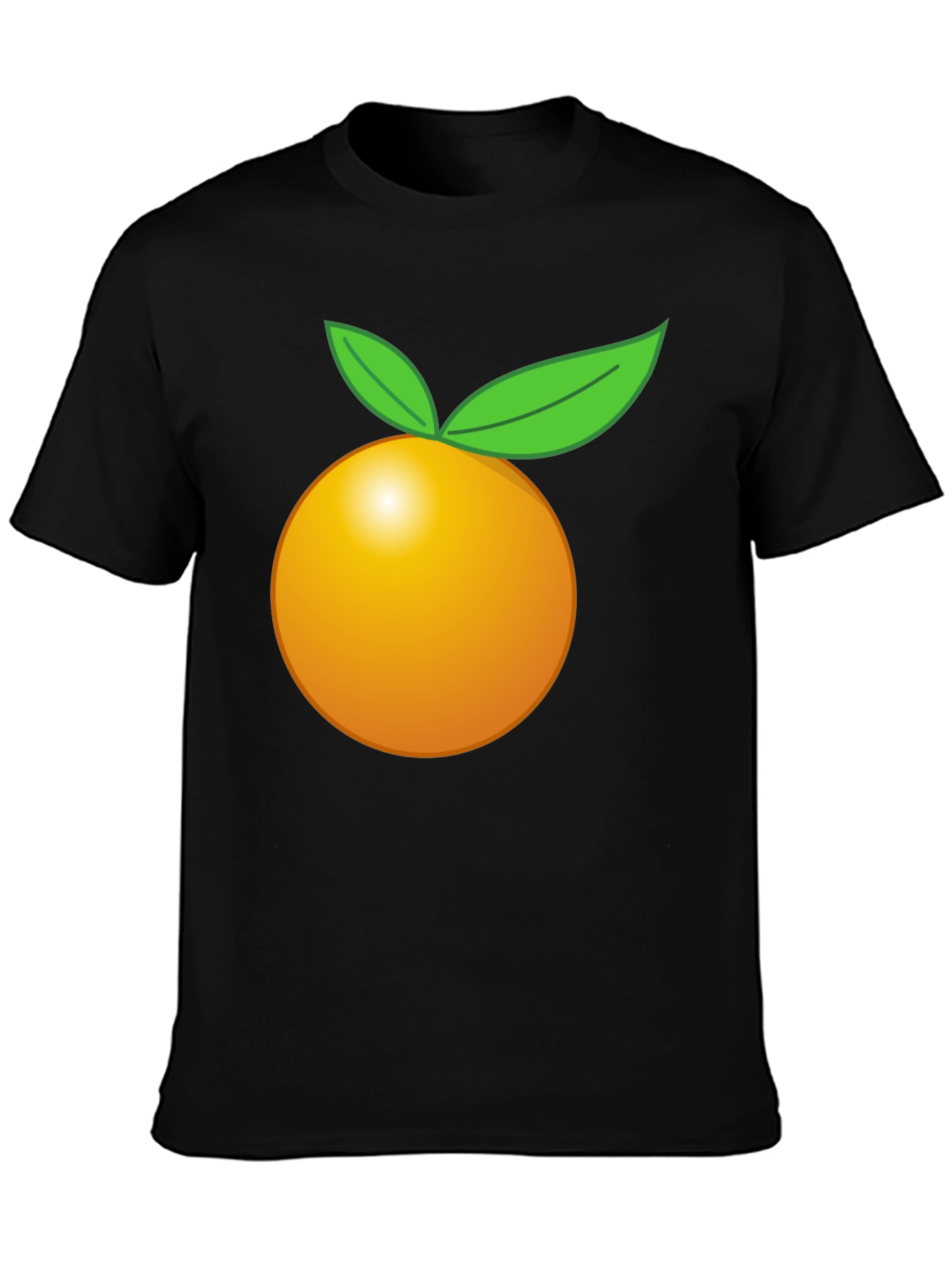 Camiseta Negra con Diseño de Naranja Frutal
