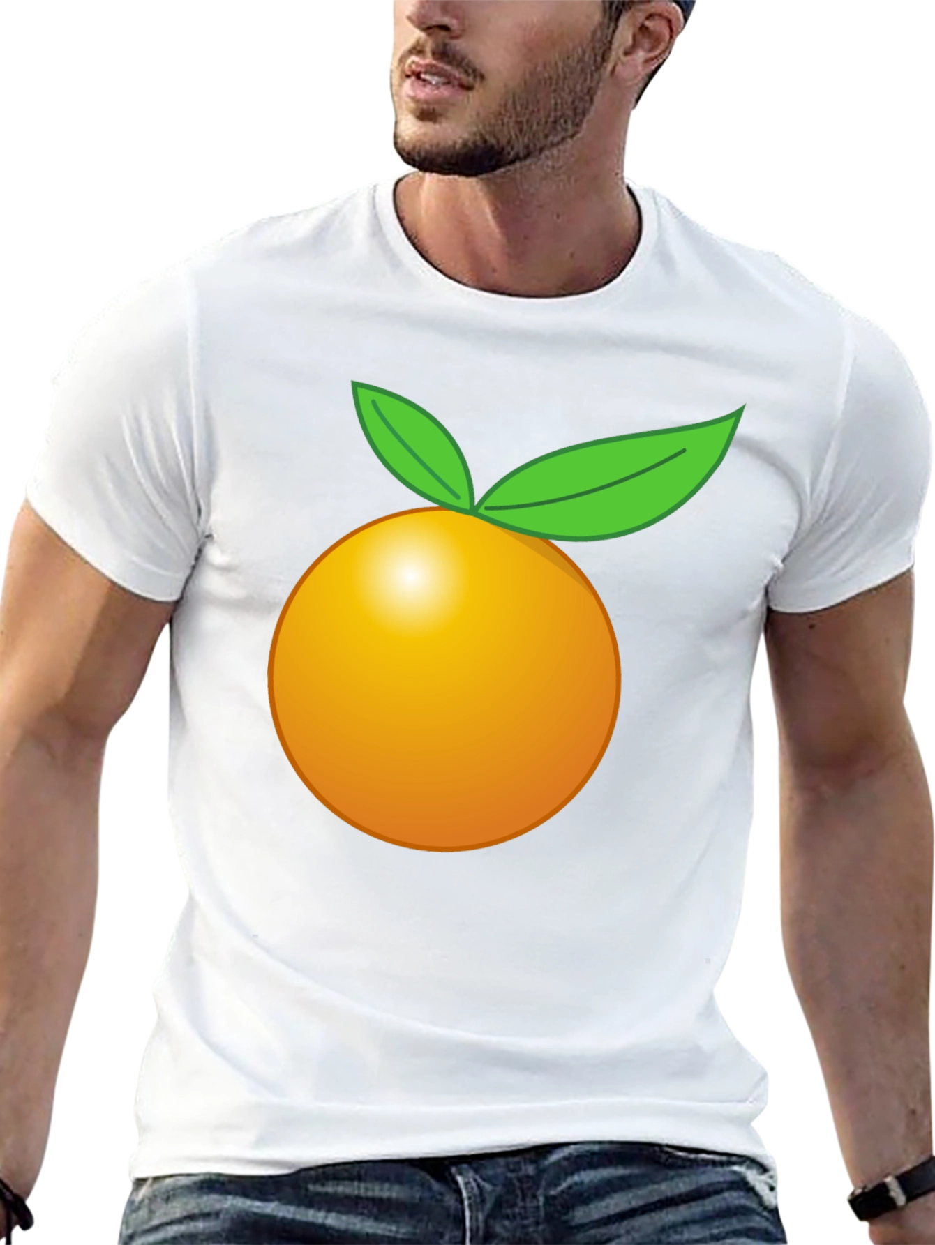 Camiseta Negra con Diseño de Naranja Frutal