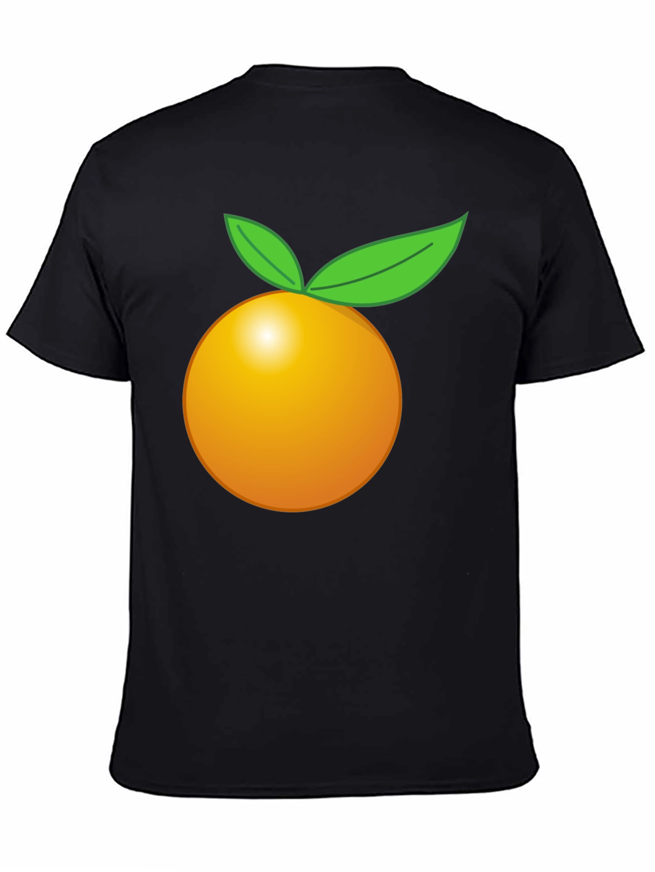 Camiseta Negra con Diseño de Naranja Frutal