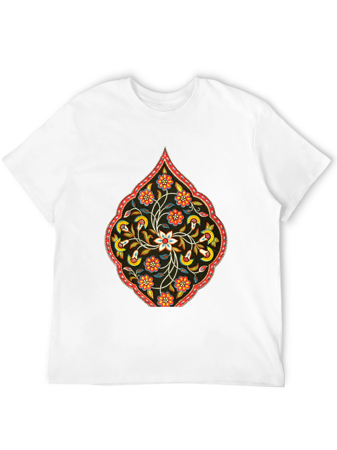 Camiseta Negra con Diseño Floral Persa