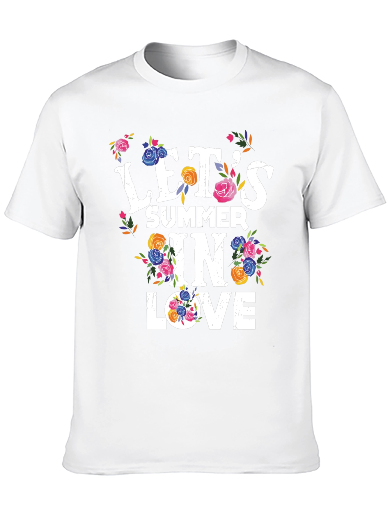 Camiseta Negra Estampada Floral Lets Summer in Love
