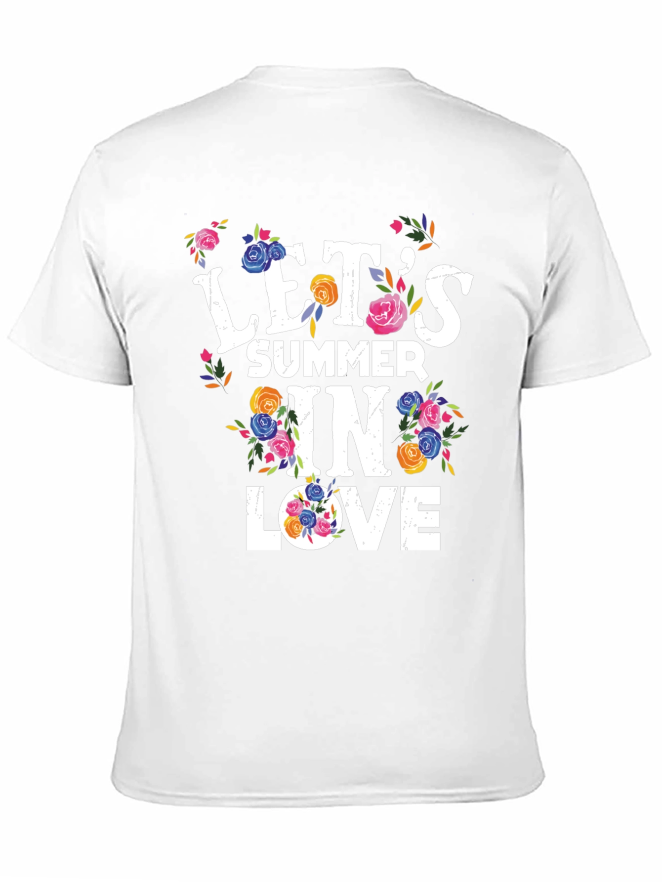 Camiseta Negra Estampada Floral Lets Summer in Love