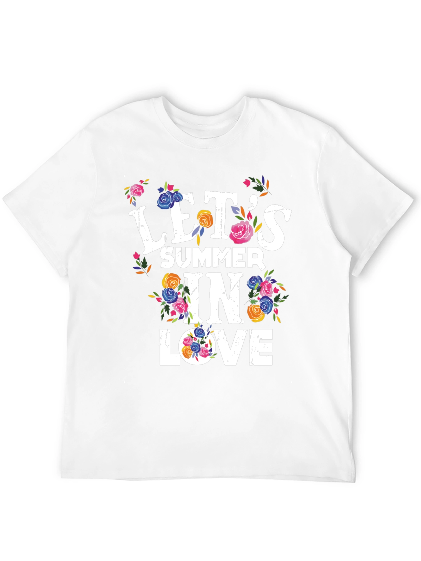 Camiseta Negra Estampada Floral Lets Summer in Love