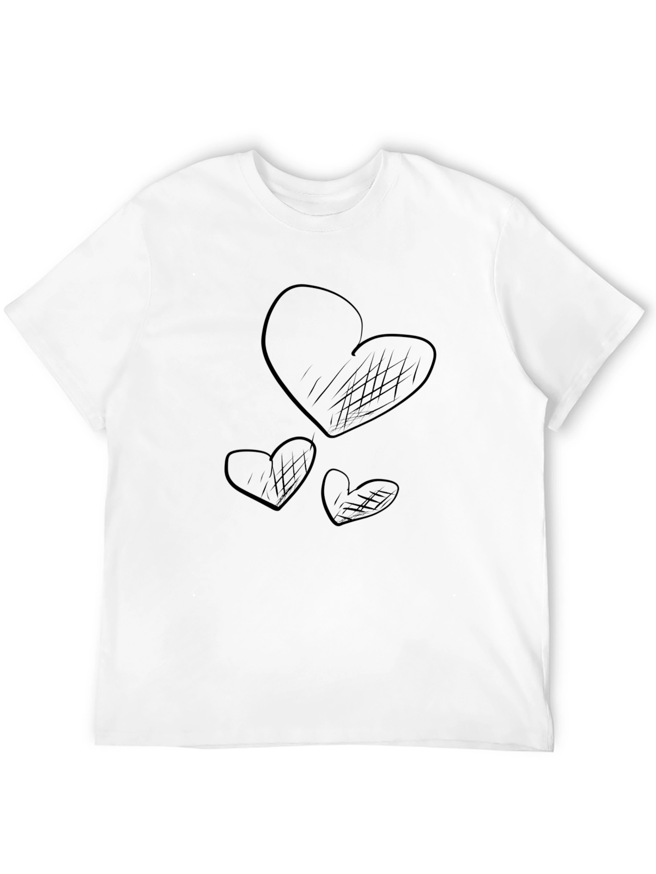 Camiseta Negra Corazones Dibujados Casual Hombre