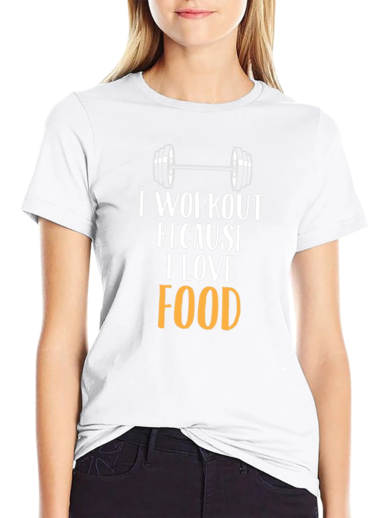 Camiseta Negra: Amo la Comida Entreno por Ella