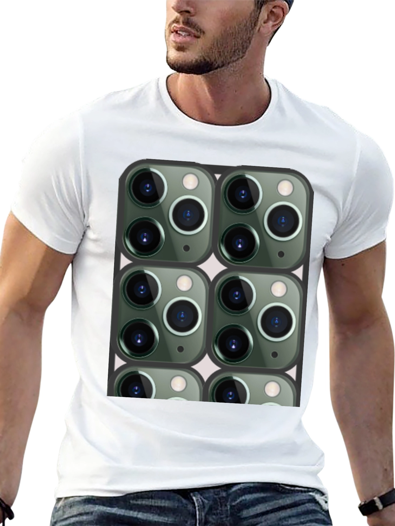 Camiseta Negra con Diseño de Cámaras para Hombre