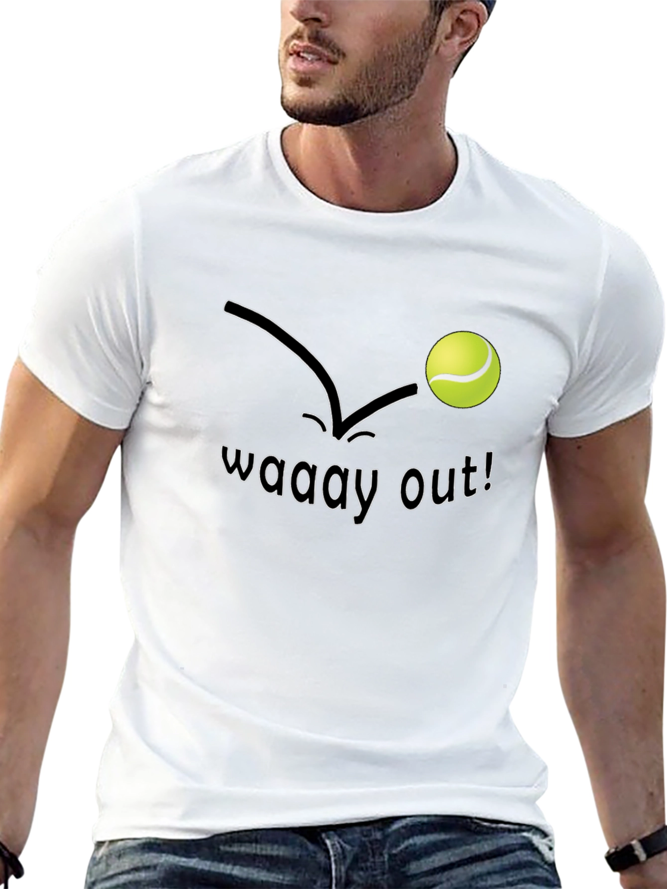 Camiseta Negra Hombre - Diseño Tennis Waay Out!